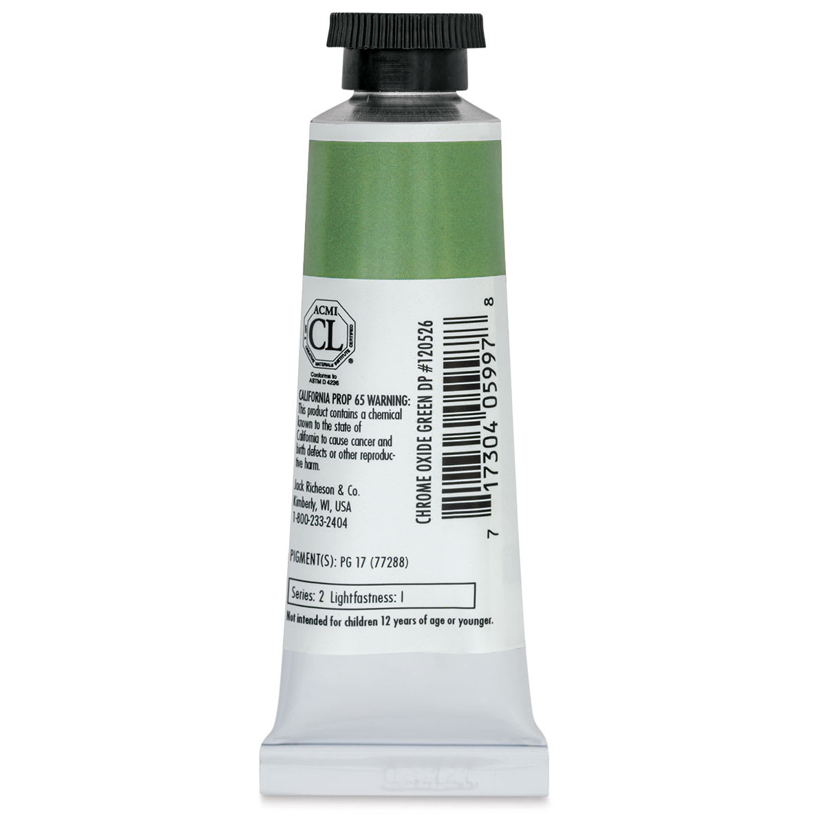 Richeson Casein Paint the Shiva Series - Chromium Oxide Green Deep, 37 ml tube back