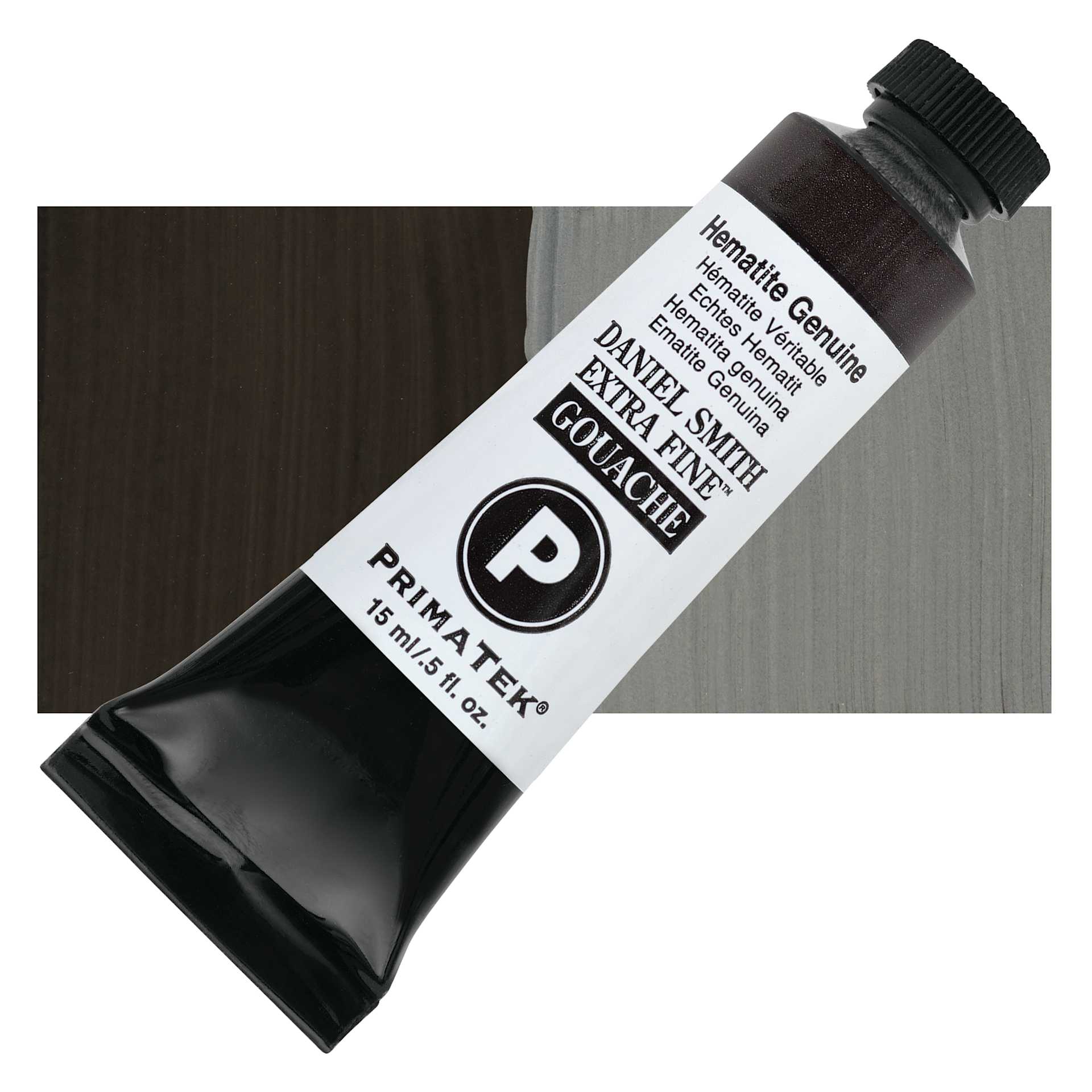 Daniel Smith Extra Fine Gouache - Hematite Genuine, 15 ml tube and swatch