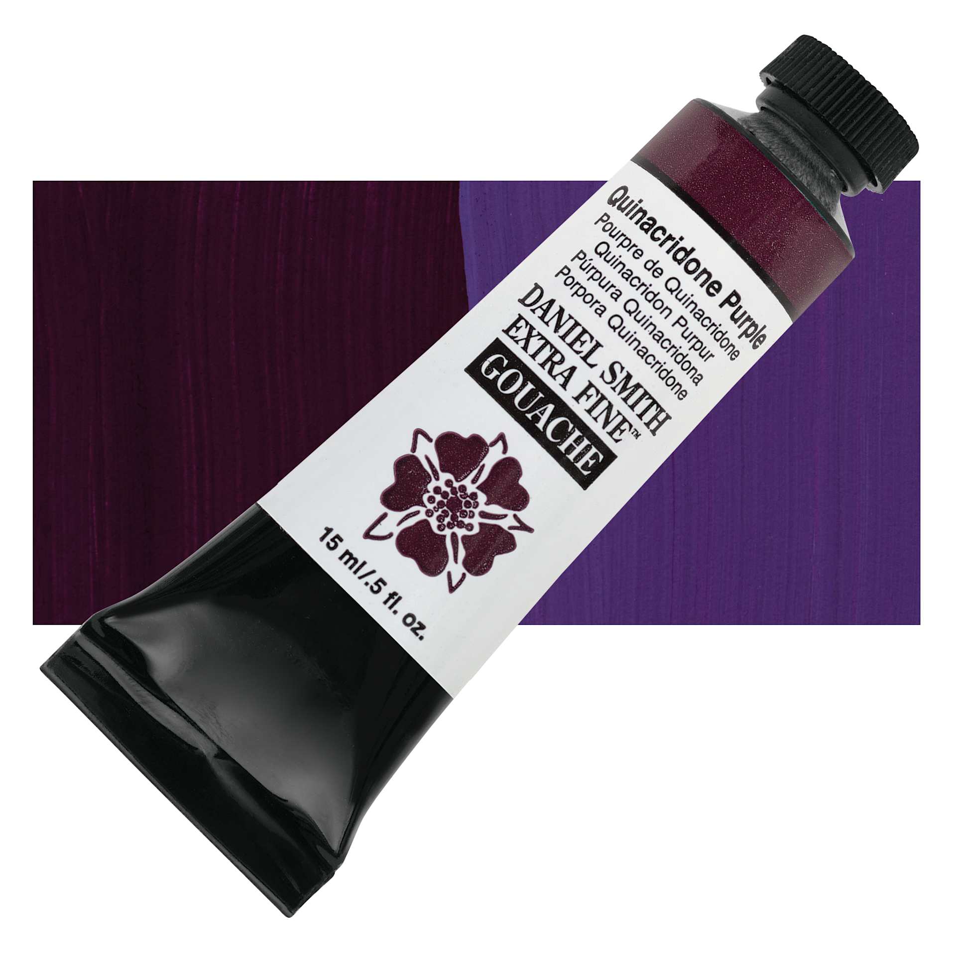 Daniel Smith Extra Fine Gouache - Quinacridone Purple, 15 ml Tube and swatch