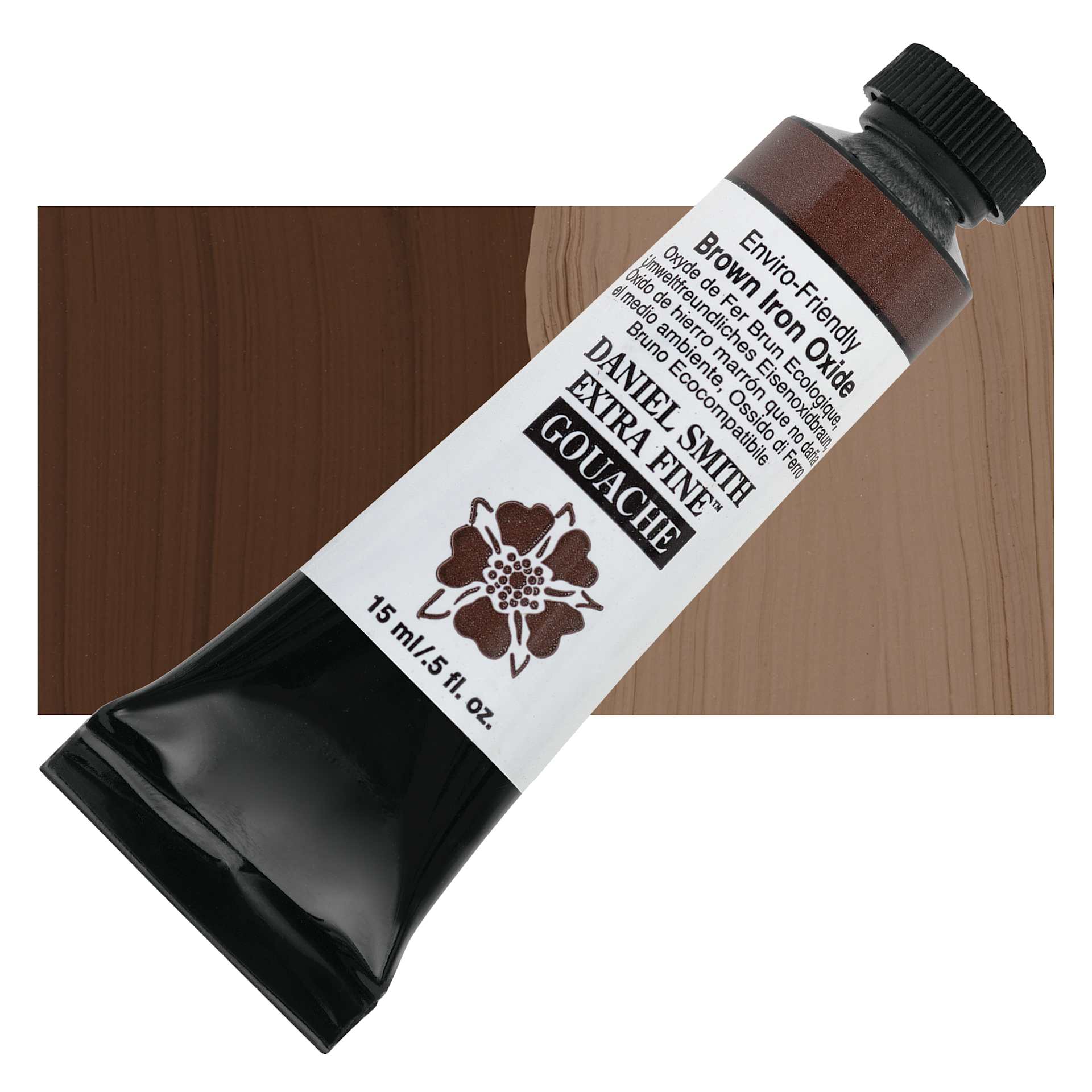 Daniel Smith Extra Fine Gouache - Brown Iron Oxide, Enviro-Friendly, 15 ml tube and swatch