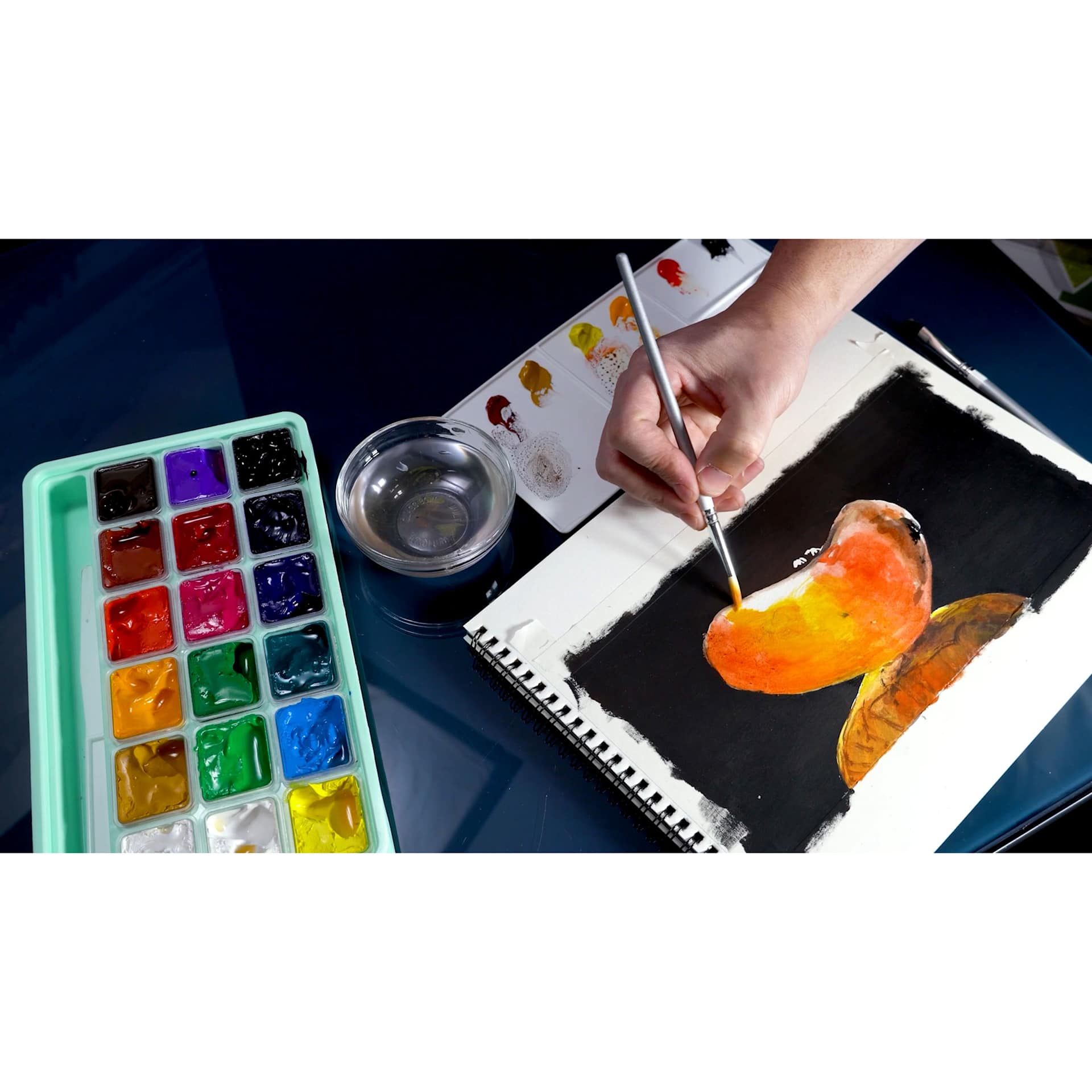 Himi Jelly Gouache Paint Sets, orange slice painting