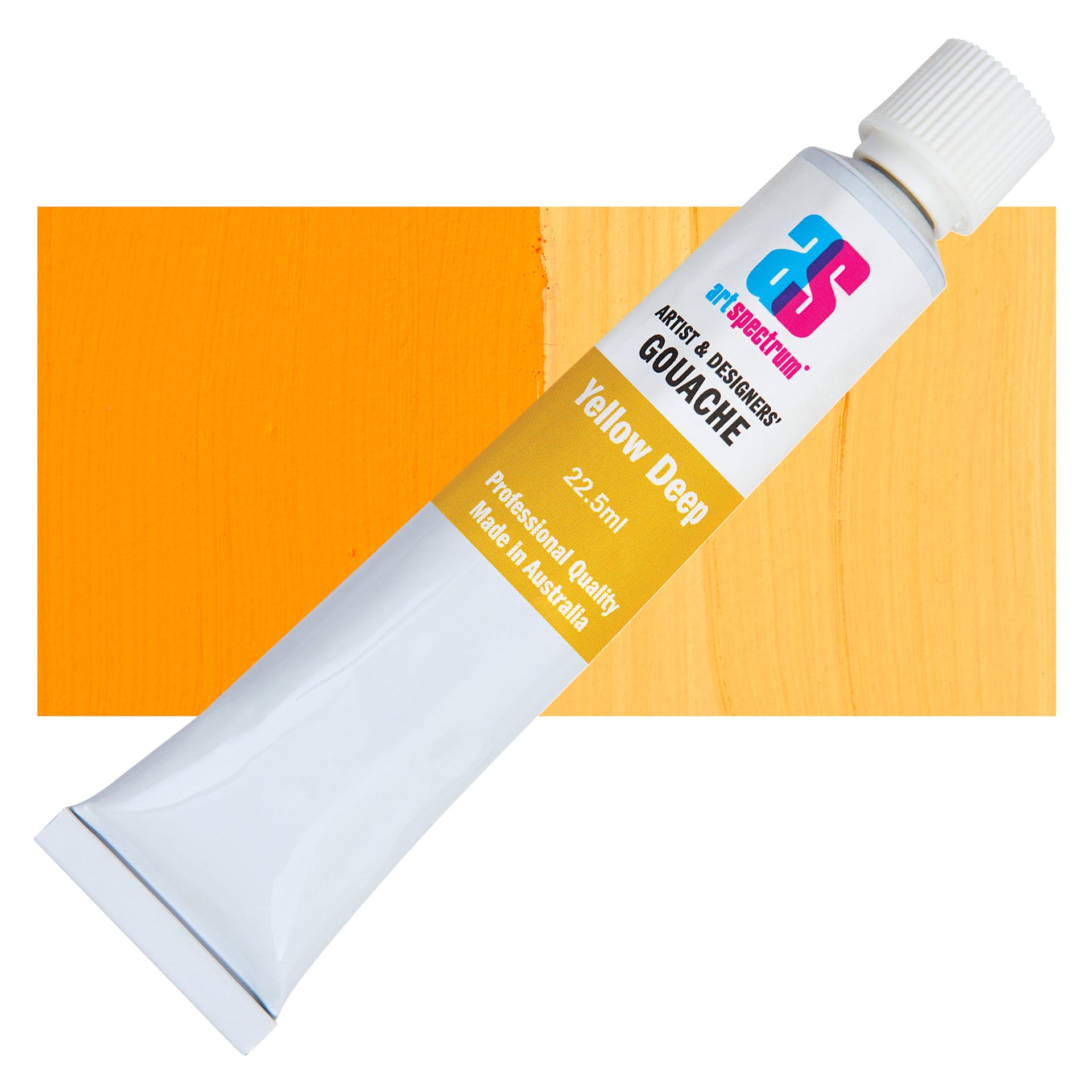 Art Spectrum Artists' Gouache - Yellow Deep, 22.5 ml tube and swatch