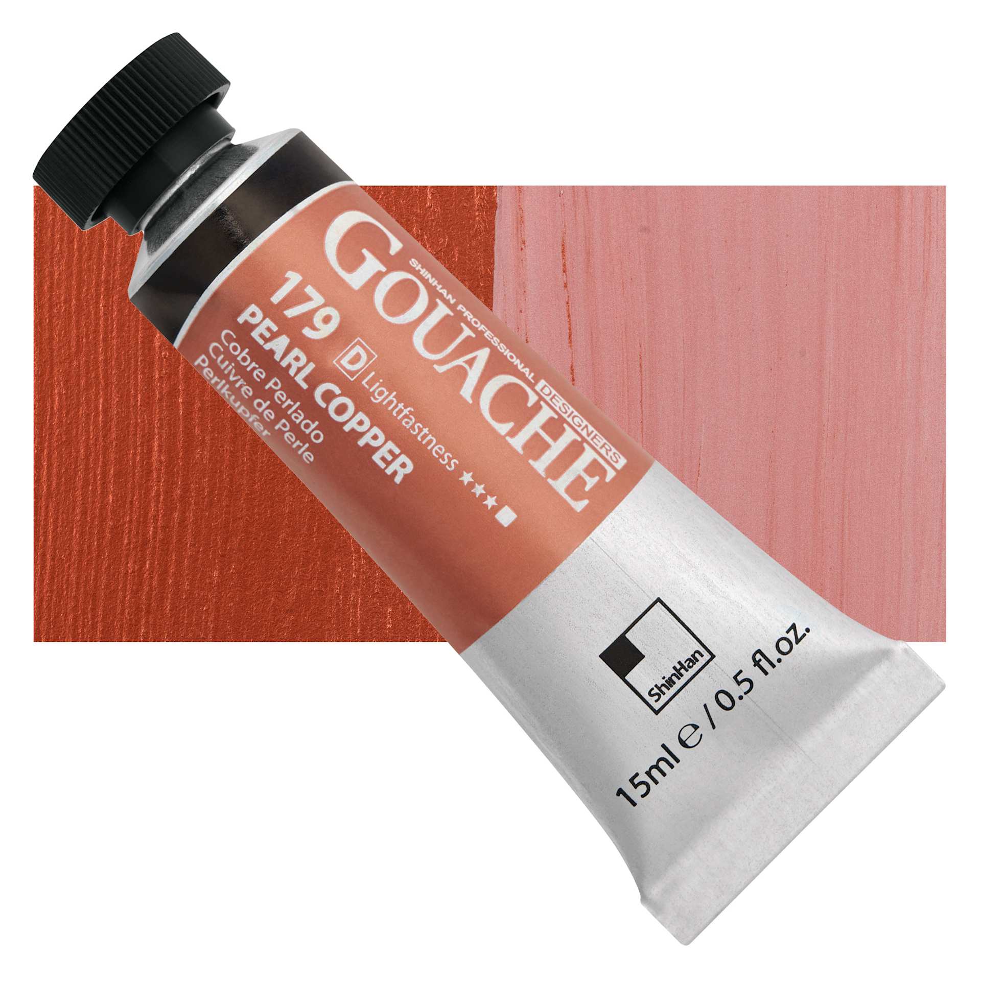 ShinHan Professional Designers Gouache - Pearl Copper, 15 ml tube and swatch
