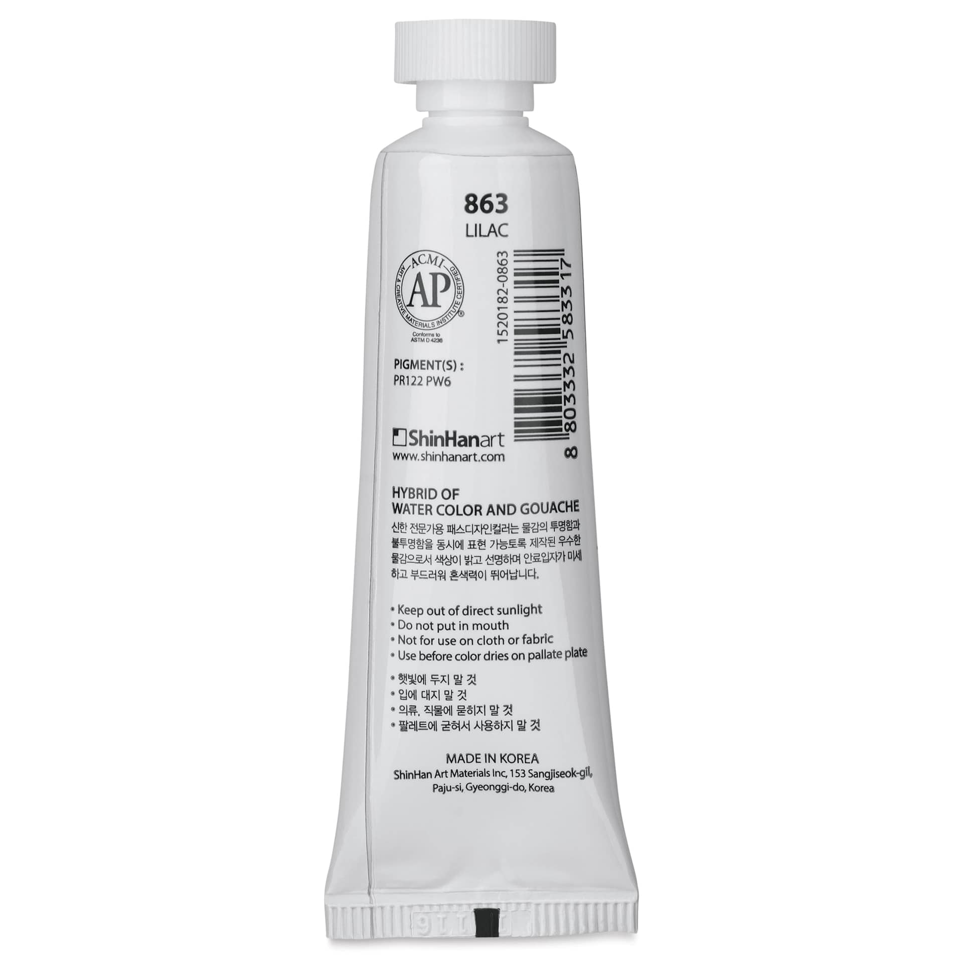 ShinHan Pass Colors Opaque Watercolor Tube - Lilac, 20 ml back