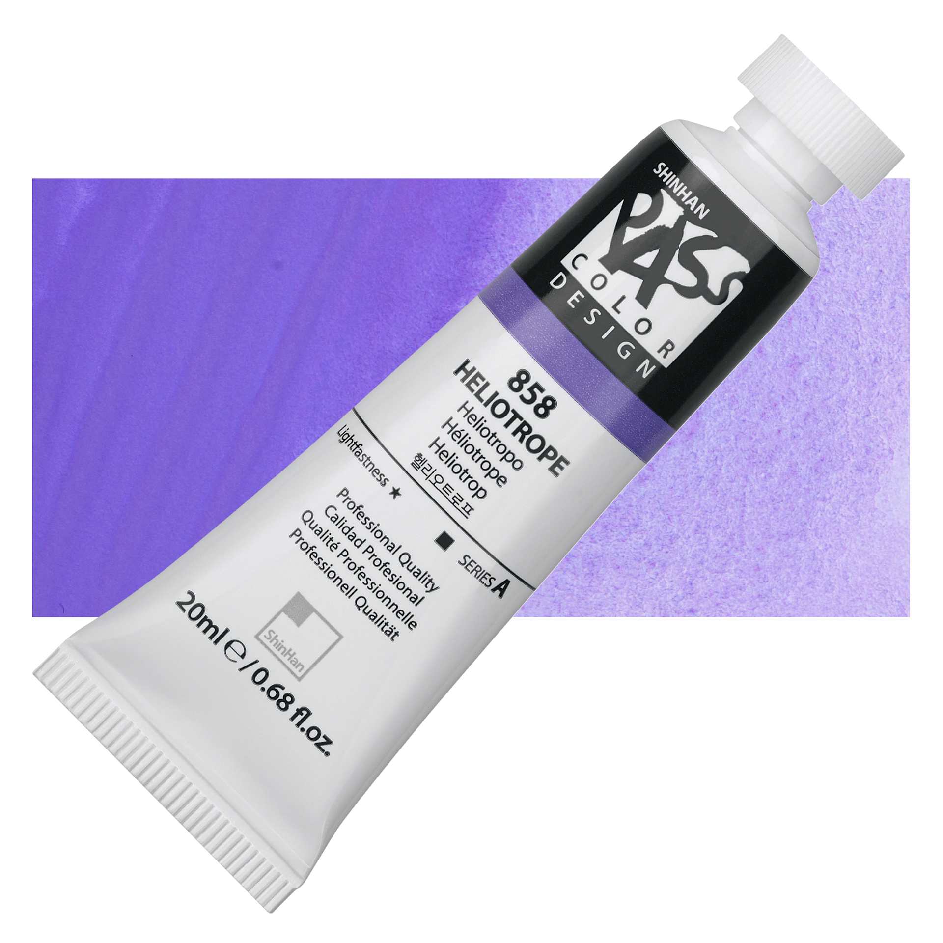 ShinHan Pass Colors Opaque Watercolor Tube - Heliotrope, 20 ml tube and swatch