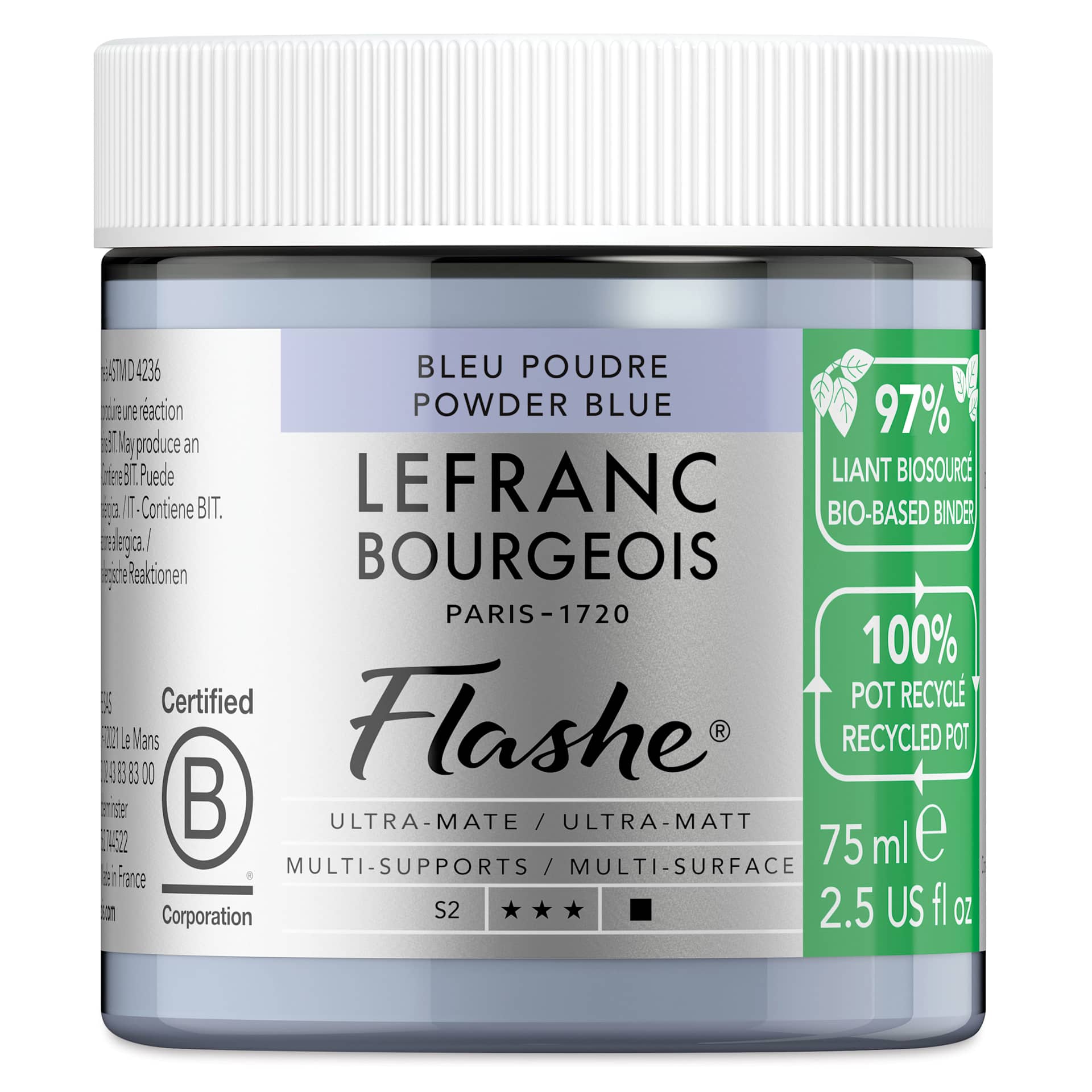 Lefranc Bourgeois Flashe Biobased Paint - Powder Blue, 75 ml