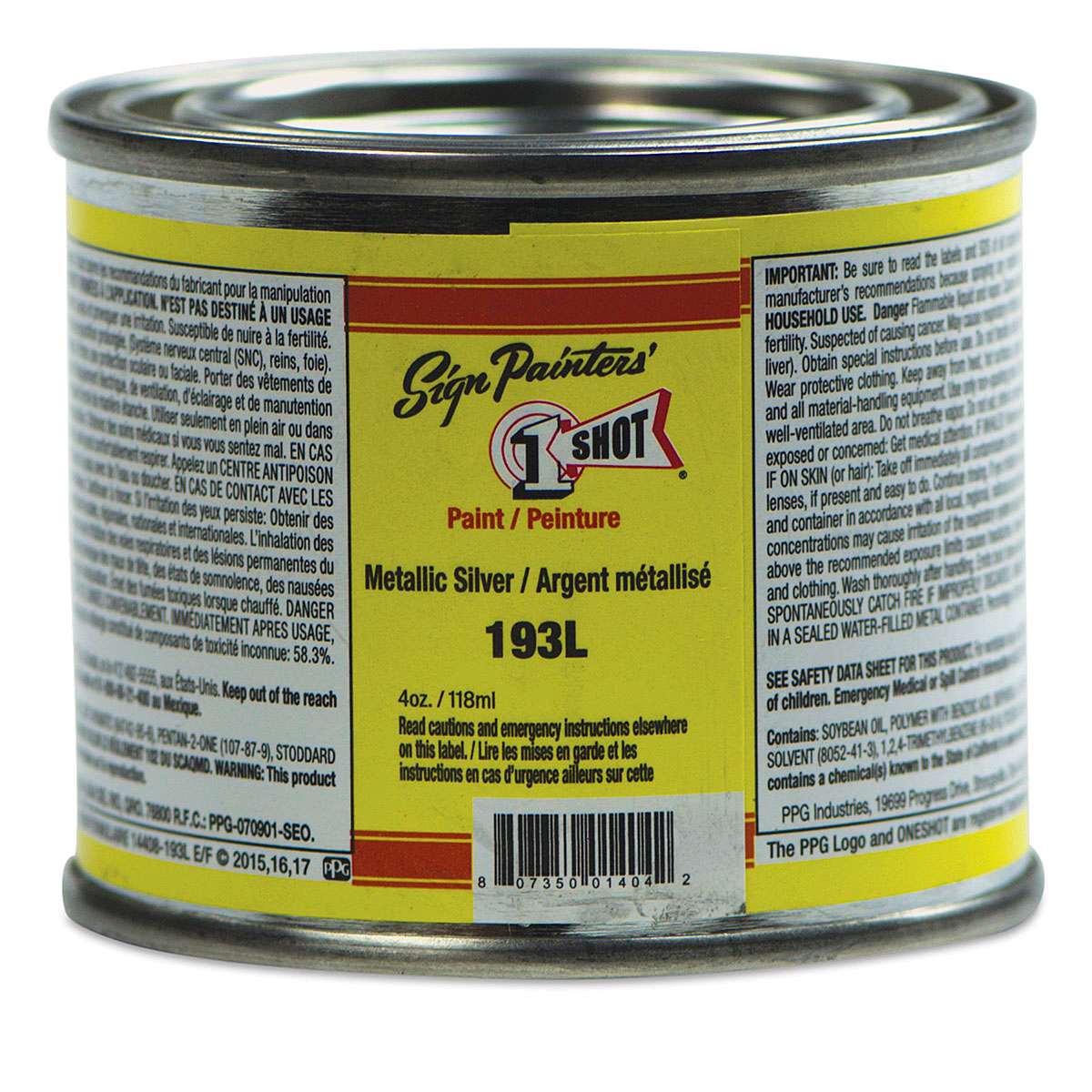 1-Shot Lettering Enamel - Metallic Silver, 4 oz