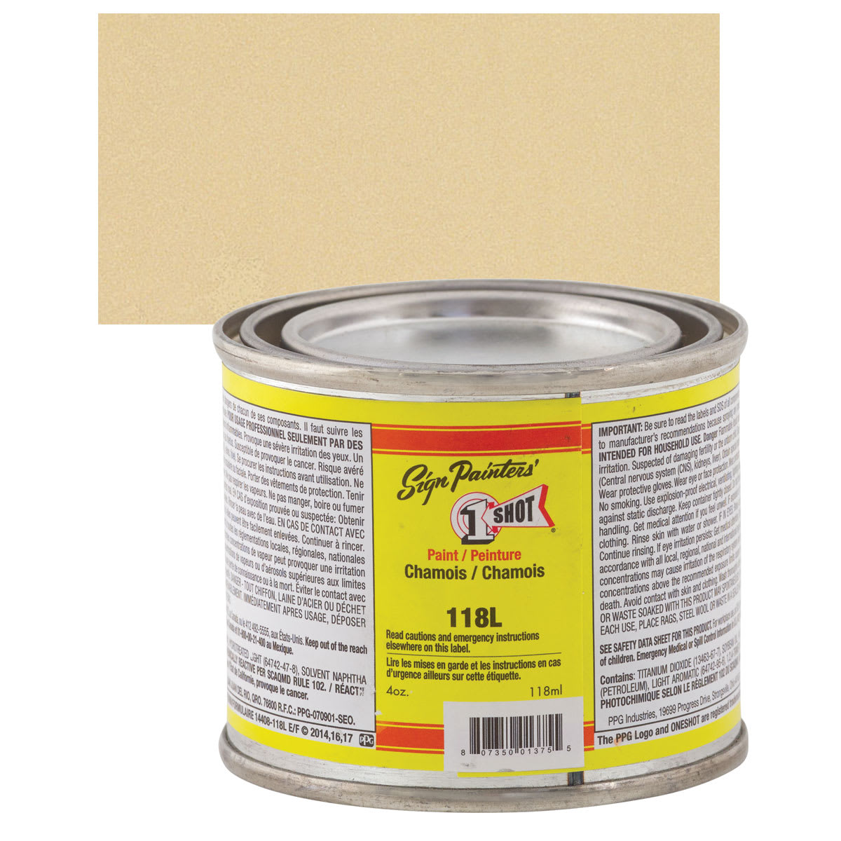 1-Shot Lettering Enamel - Chamois, 4 oz can and swatch