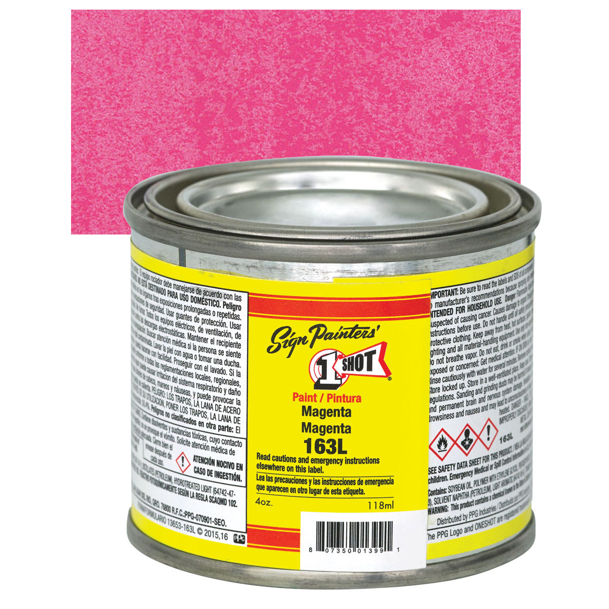 1-Shot Lettering Enamel - Magenta, 4 oz can and swatch