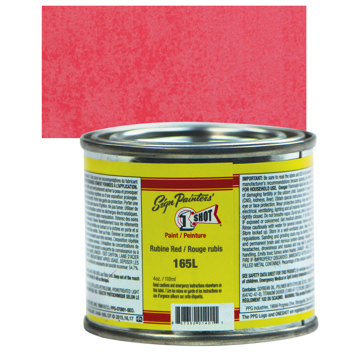 1-Shot Lettering Enamel - Rubine Red, 4 oz can and swatch