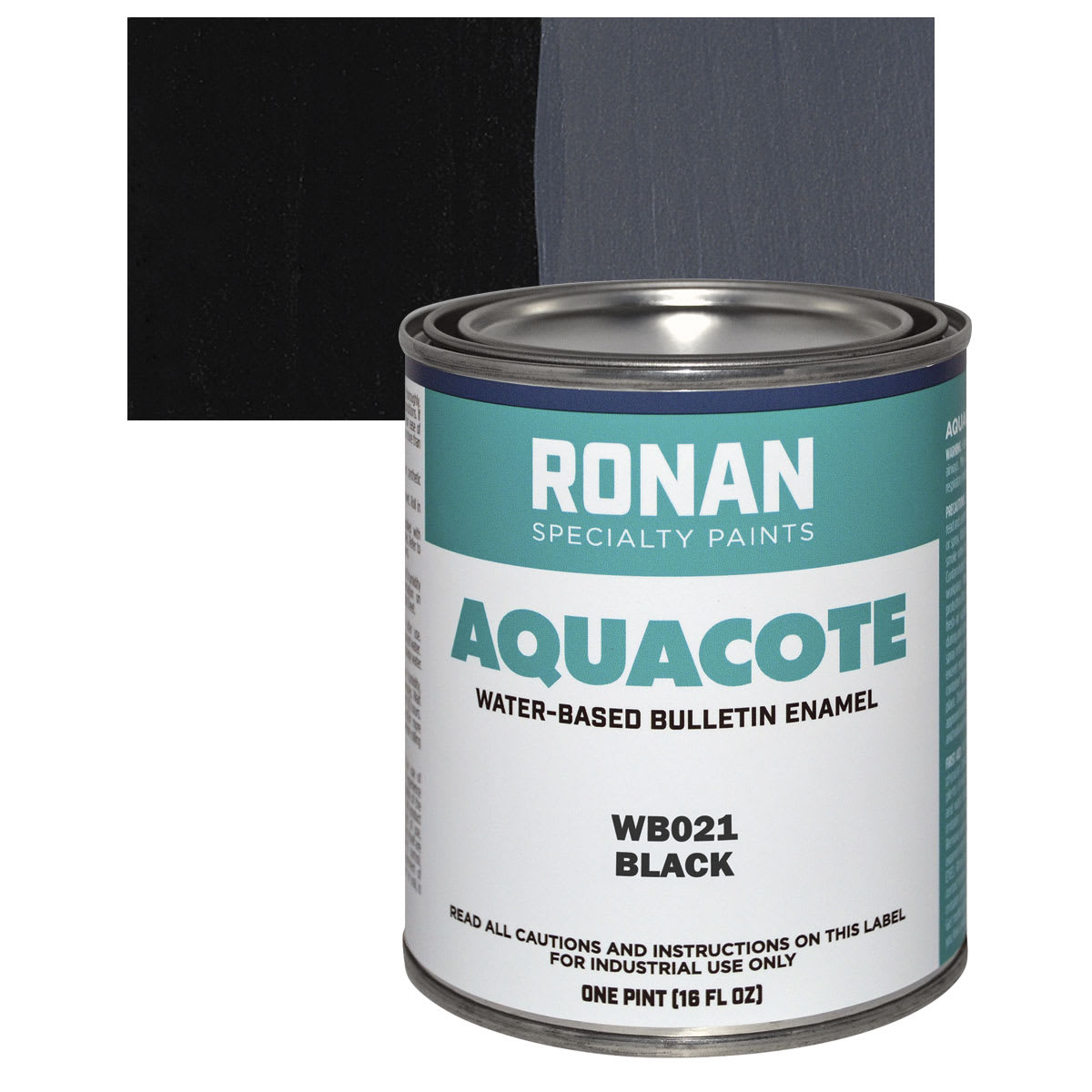 Ronan Aquacote Water-Based Acrylic Color - Black, Pint and swatch