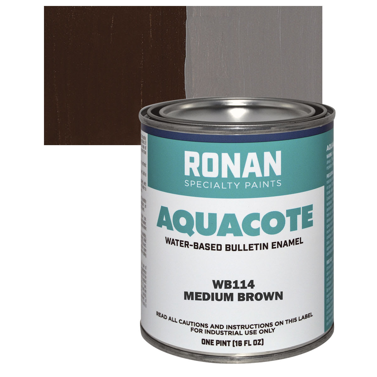 Ronan Aquacote Water-Based Acrylic Color - Medium Brown, Pint and swatch