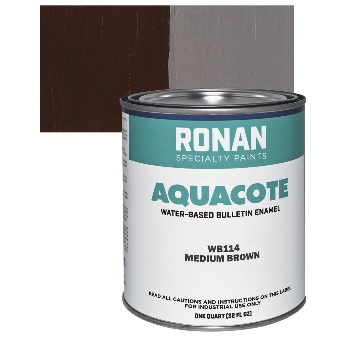 Ronan Aquacote Water-Based Acrylic Color - Medium Brown, Quart and swatch
