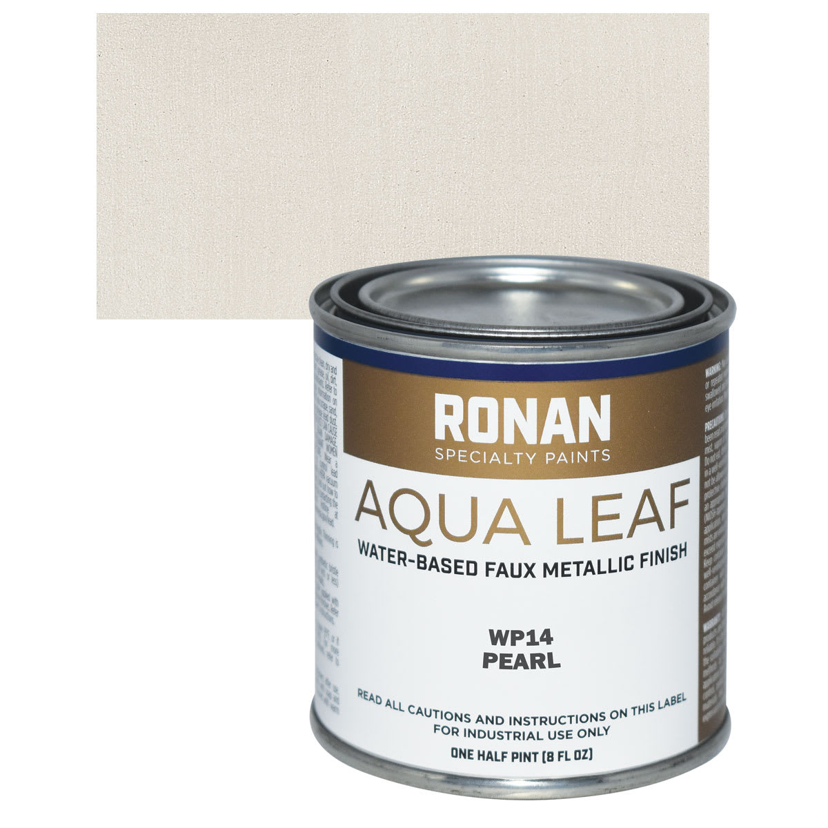 Ronan Aqua Leaf Water-Based Faux Metallic Color - Pearl, 1/2 Pint and swatch