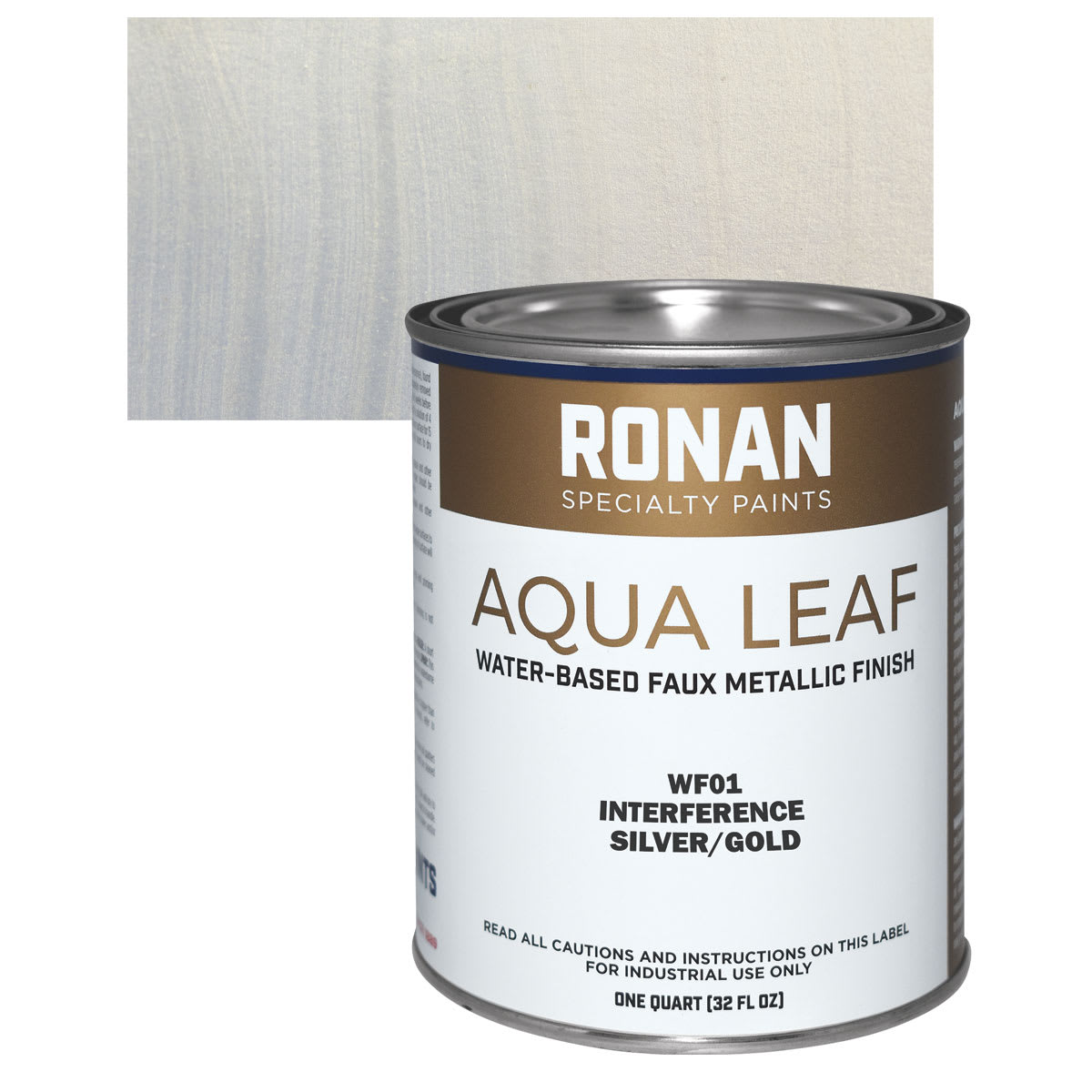 Ronan Aqua Leaf Water-Based Faux Metallic Color - Interference Silver/Gold, Quart and swatch