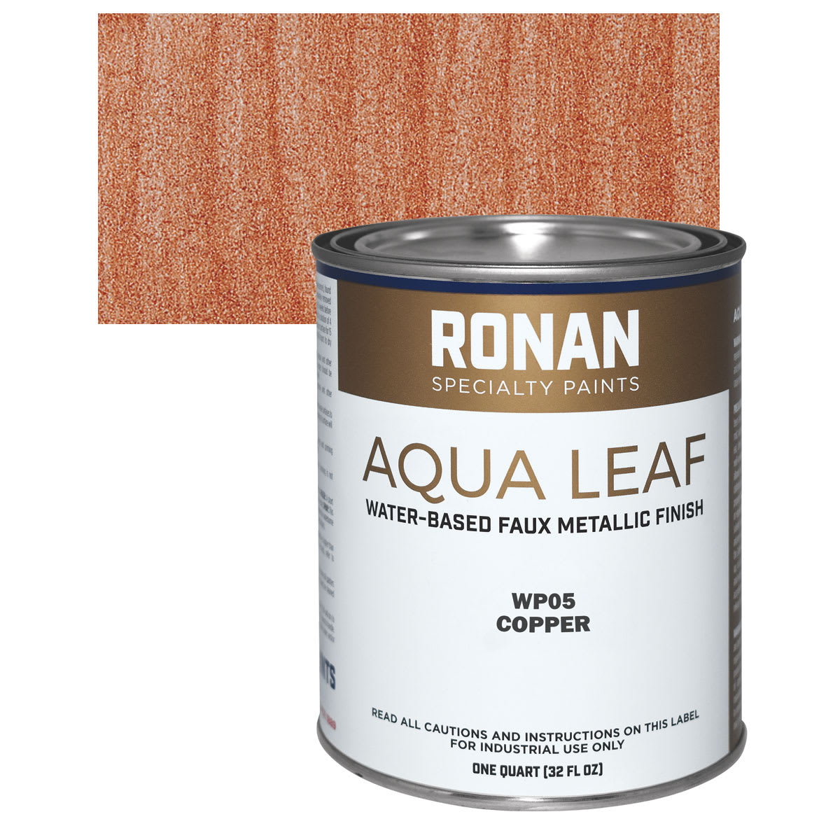 Ronan Aqua Leaf Water-Based Faux Metallic Color - Copper, Quart and swatch