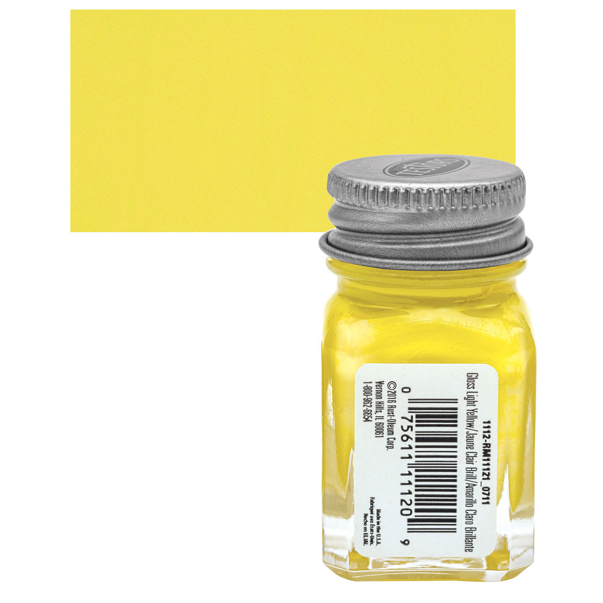 Testors Enamel Paint - Light Yellow, 1/4 oz bottle and swatch