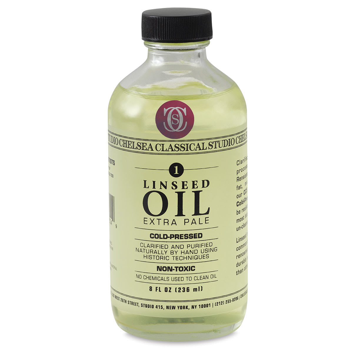 Chelsea Classical Studio Linseed Oil Medium - Front of 8 oz bottle