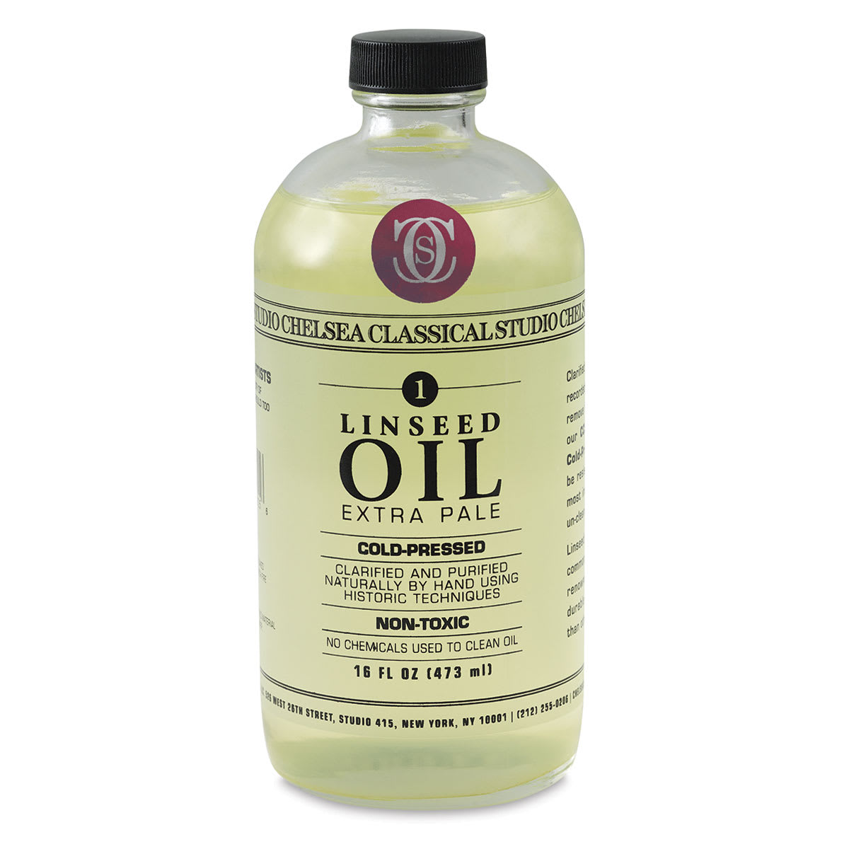 Chelsea Classical Studio Linseed Oil Medium - Front of 16 oz bottle