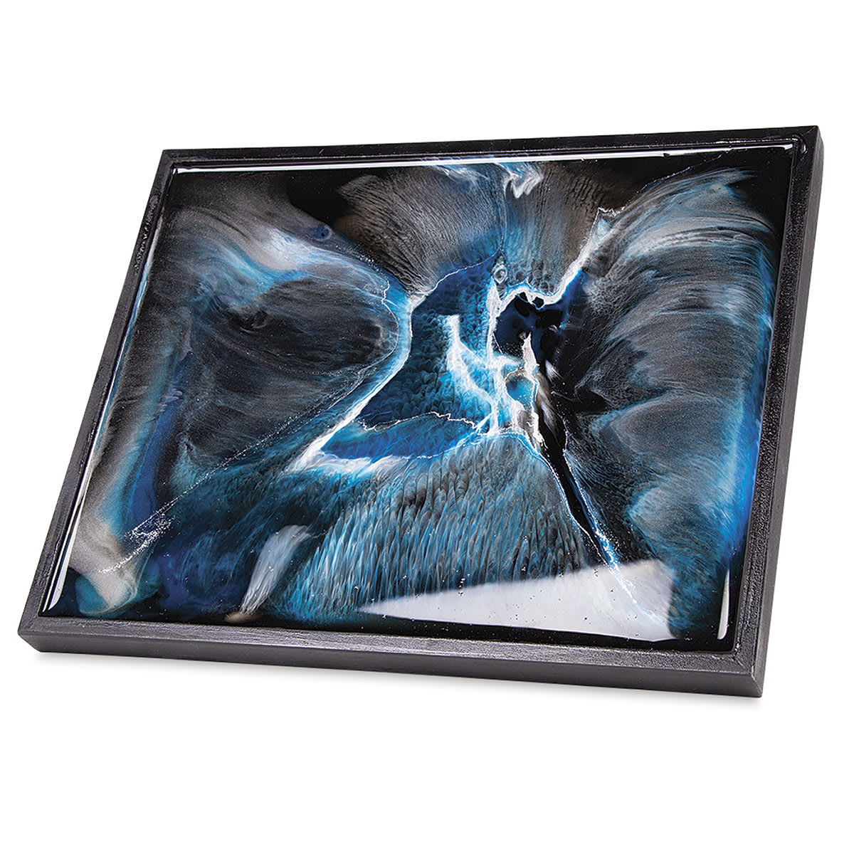 Pebeo Gedeo Bio-Based Resins -Finished resin artwork shown in frame at angle