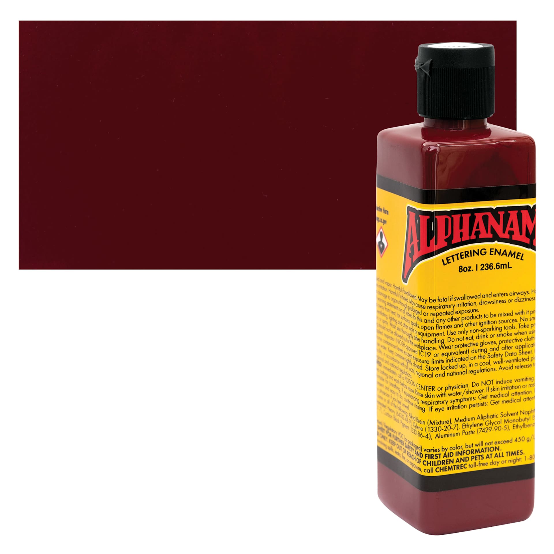 Alpha6 Alphanamel Lettering Enamel - Wine, 236.6 ml - Bottle and Swatch