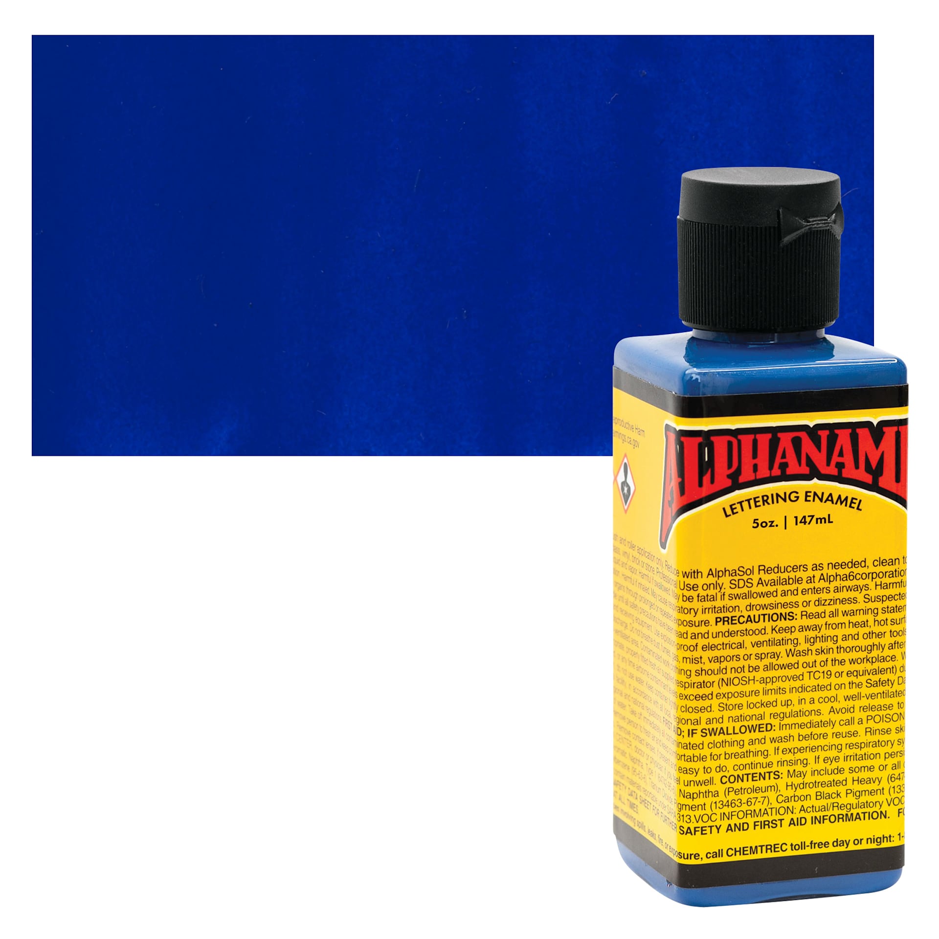 Alpha6 Alphanamel Lettering Enamel - Alpha Blue, 147 ml - Bottle and Swatch