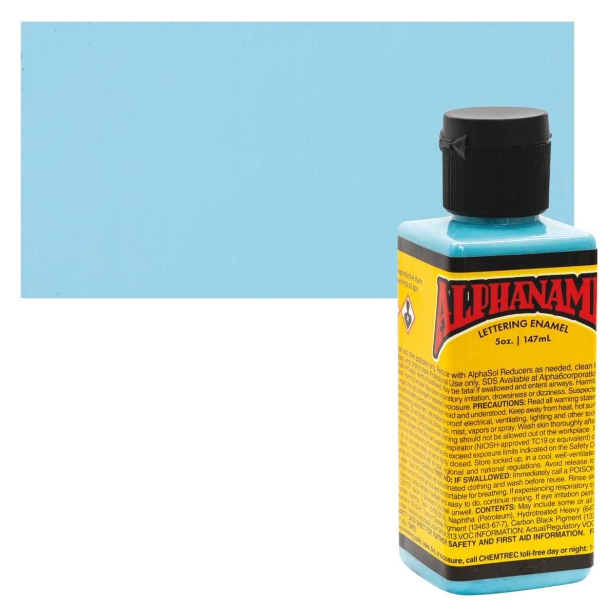 Alpha6 Alphanamel Lettering Enamel - Aqua, 147 ml - Bottle and Swatch