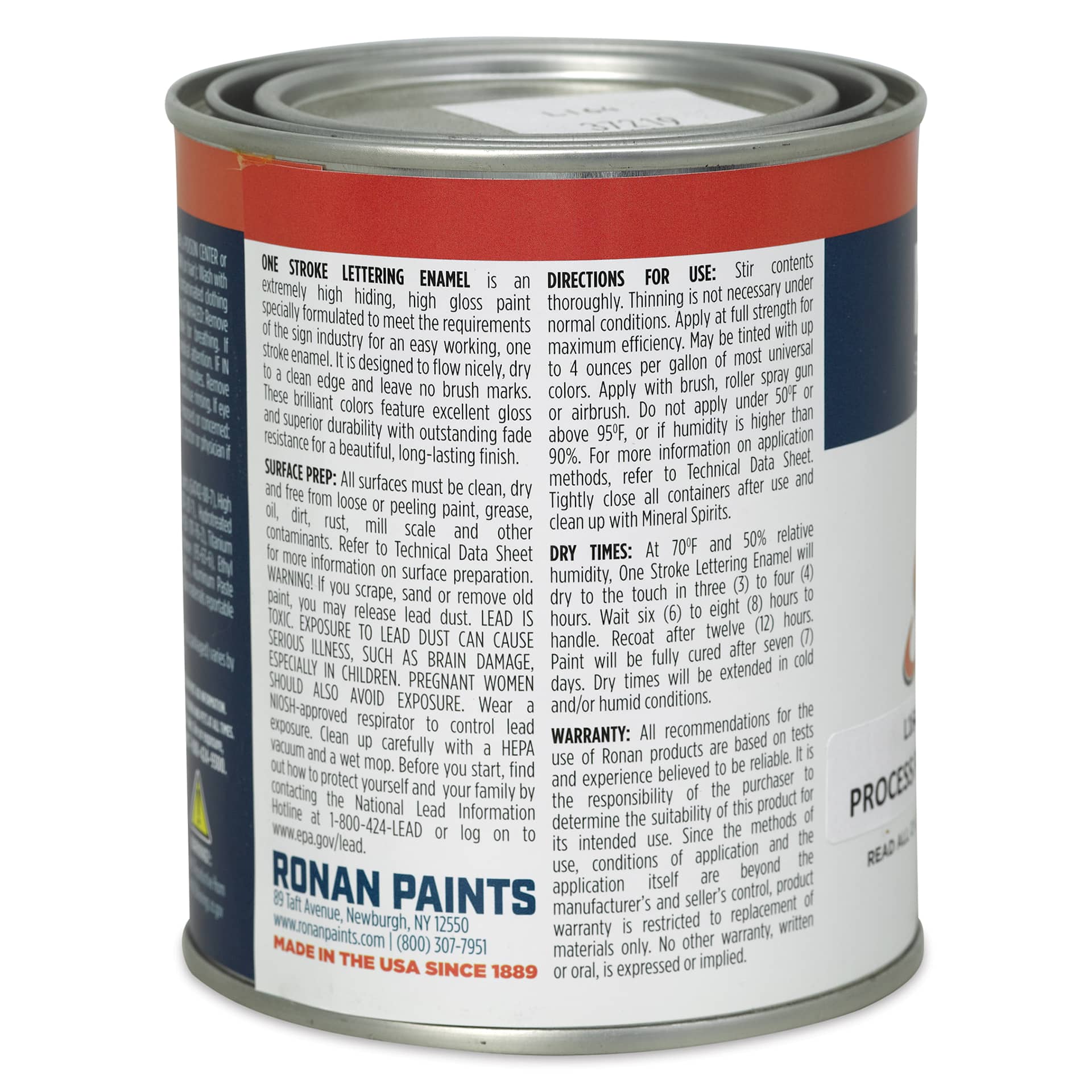 Ronan One Stroke Lettering Enamel - Process Purple, Pint (Back)