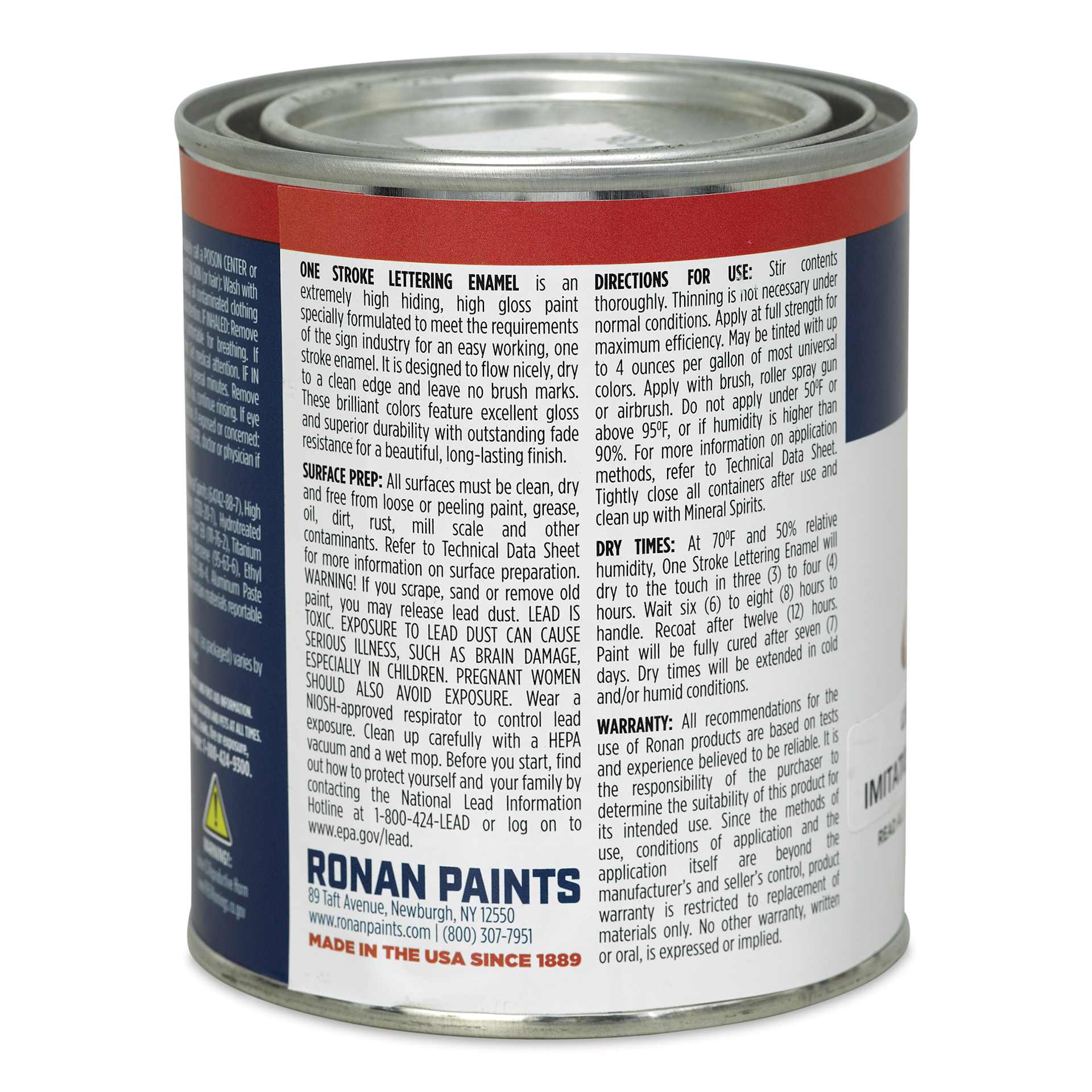 Ronan One Stroke Lettering Enamel - Imitation Gold, Pint (Back)