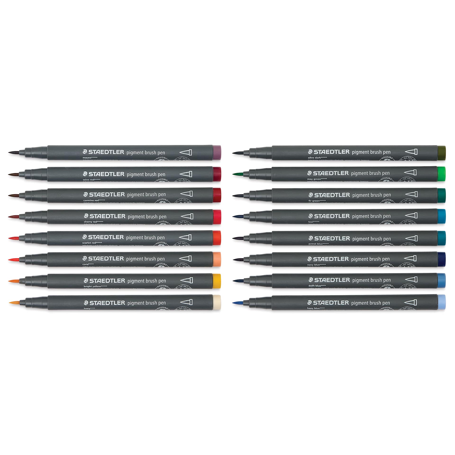 Staedtler Pigment Arts Brush Pens - Assorted Colors B, Set of 24, contents