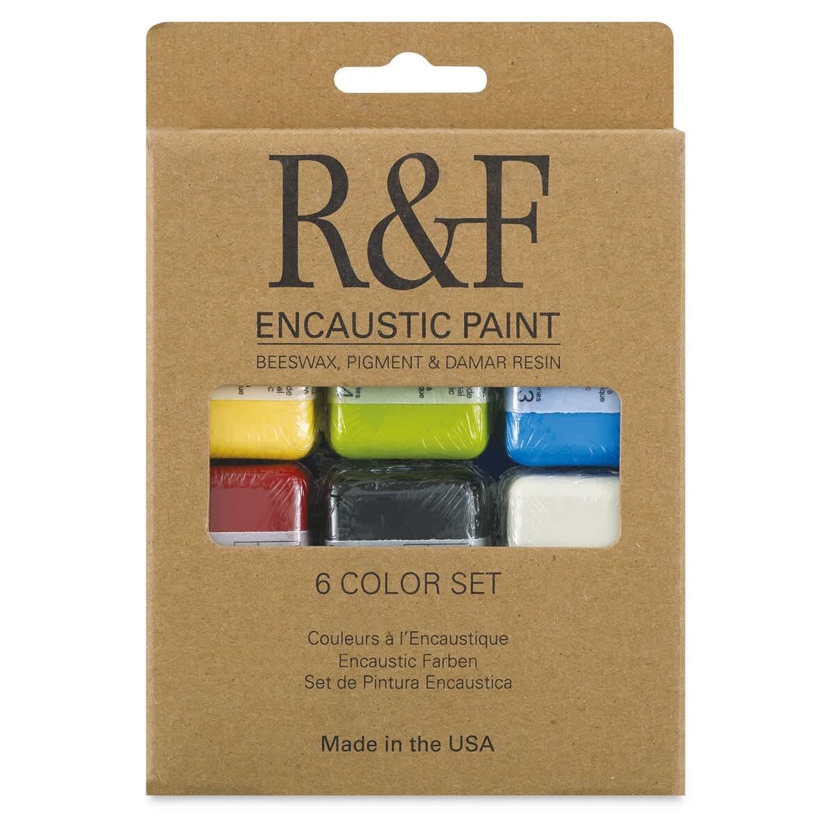 R&F Encaustic Paints - Introductory Set of 6, 40 ml blocks (packaging)