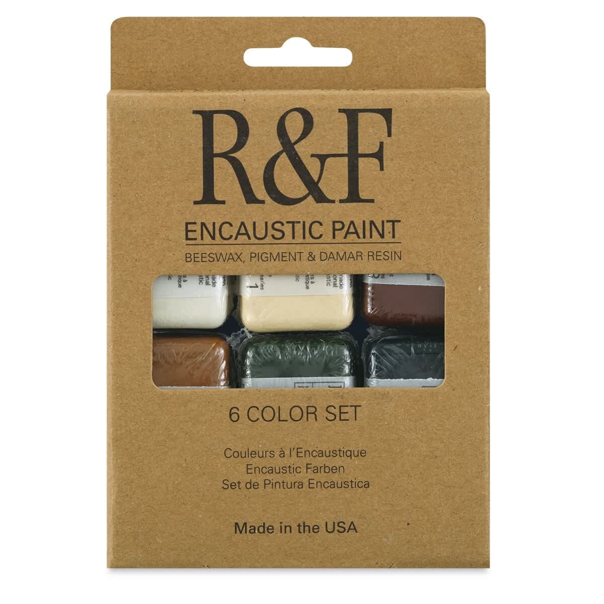 R&F Encaustic Paints - Earth Tones, Set of 6, 40 ml blocks (packaging)
