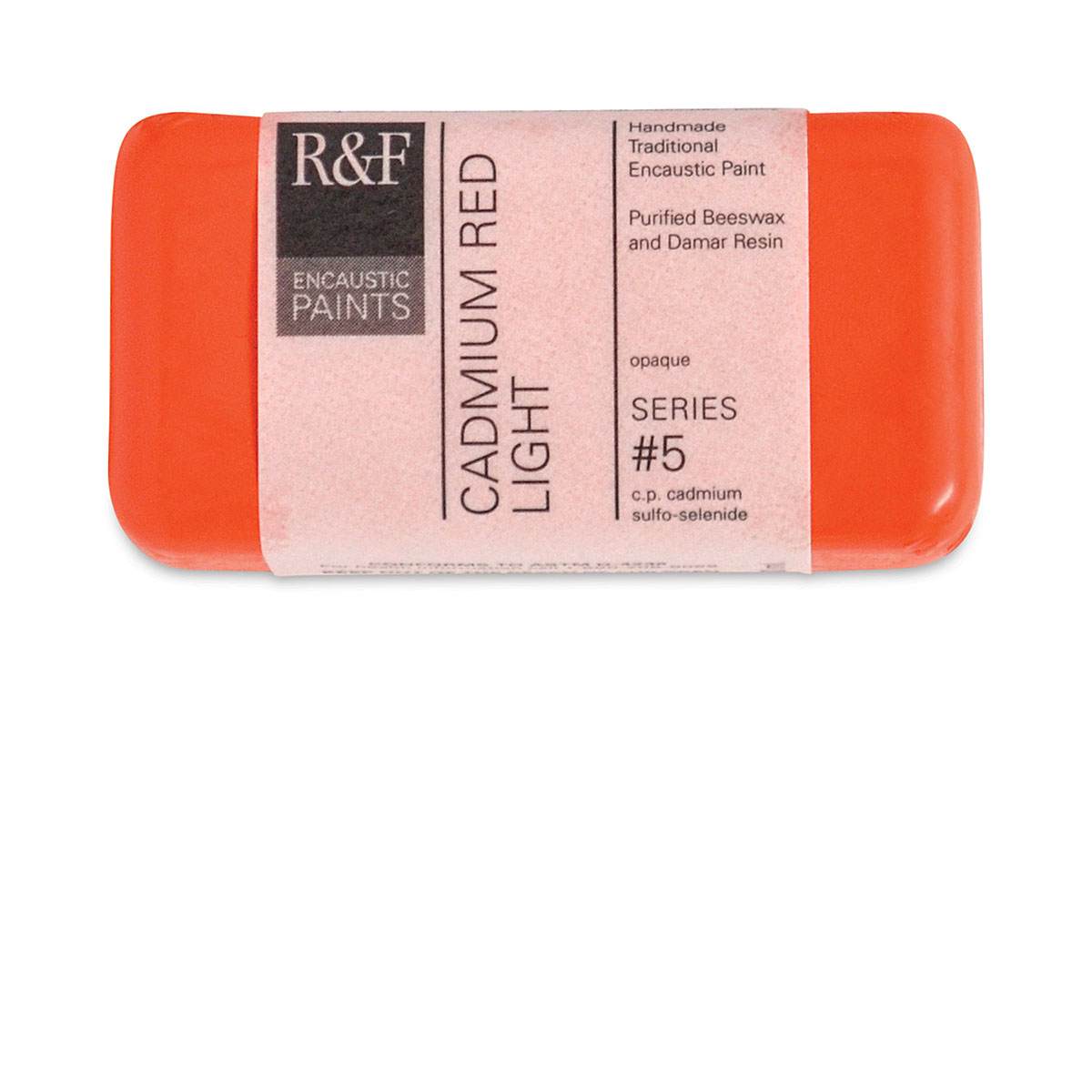 R&F Encaustic Paint Block - Cadmium Red Light, 40 ml block