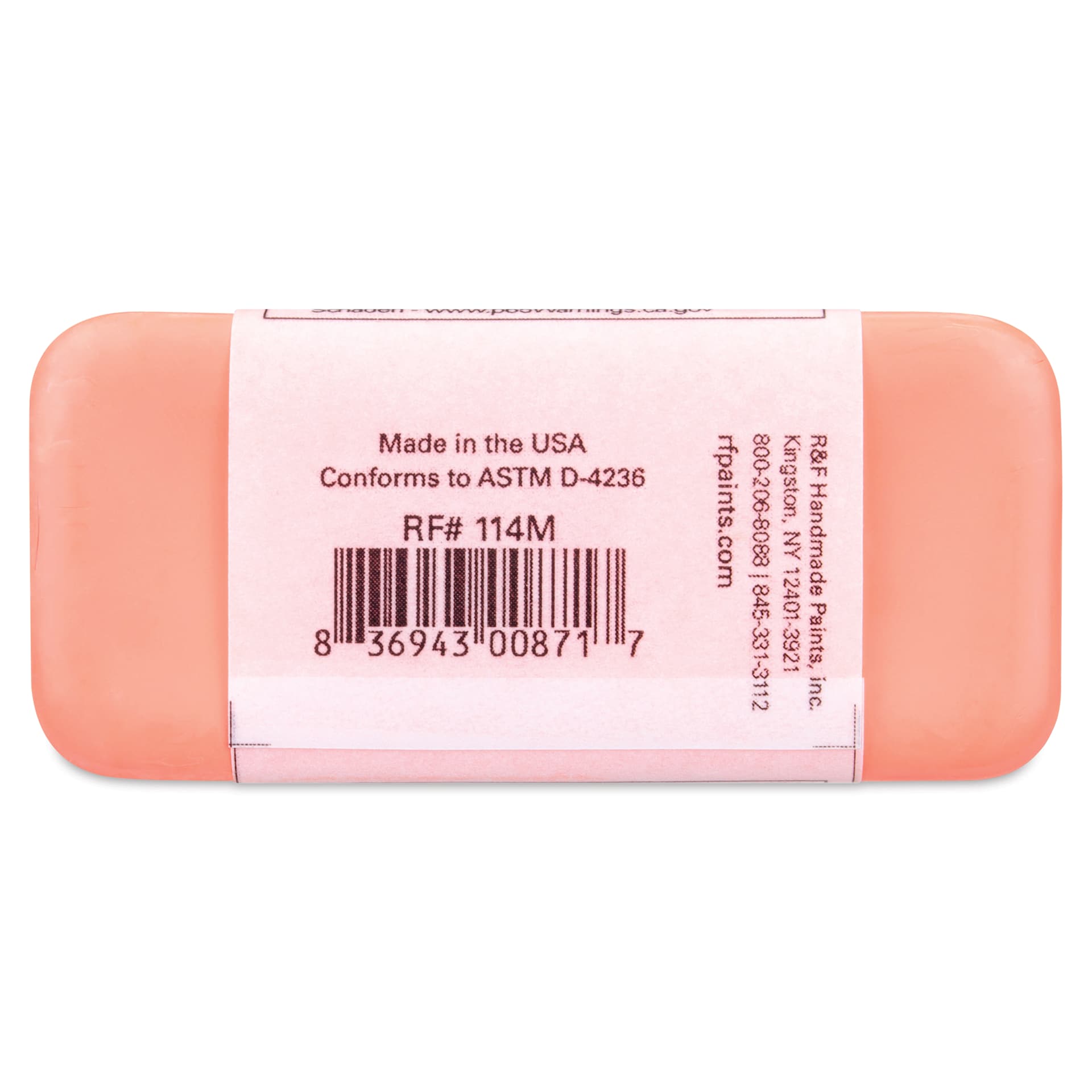 R&F Encaustic Paint Block - Cadmium Coral, 104 ml block back