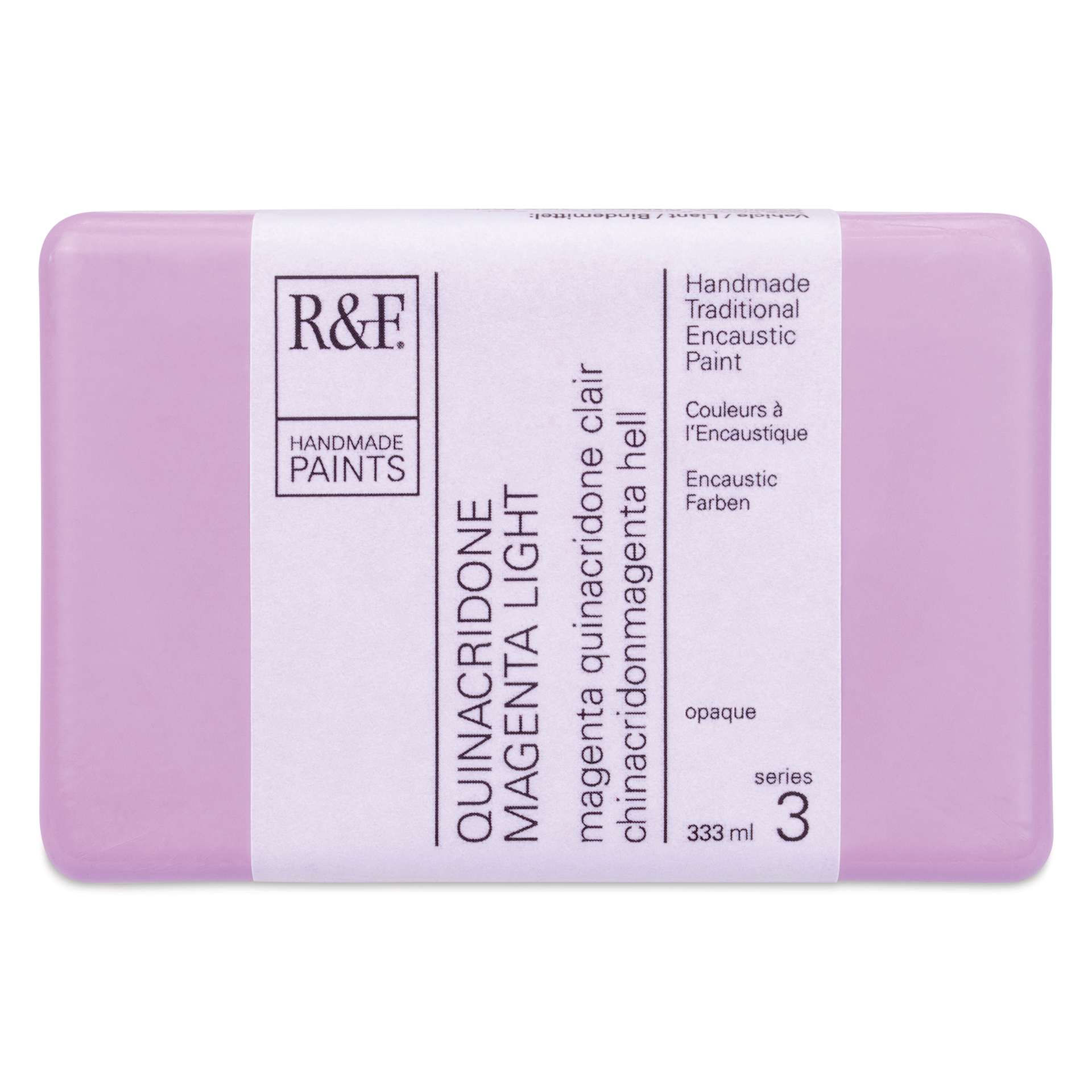 R&F Encaustic Paint Block - Quinacridone Magenta Light, 333 ml block