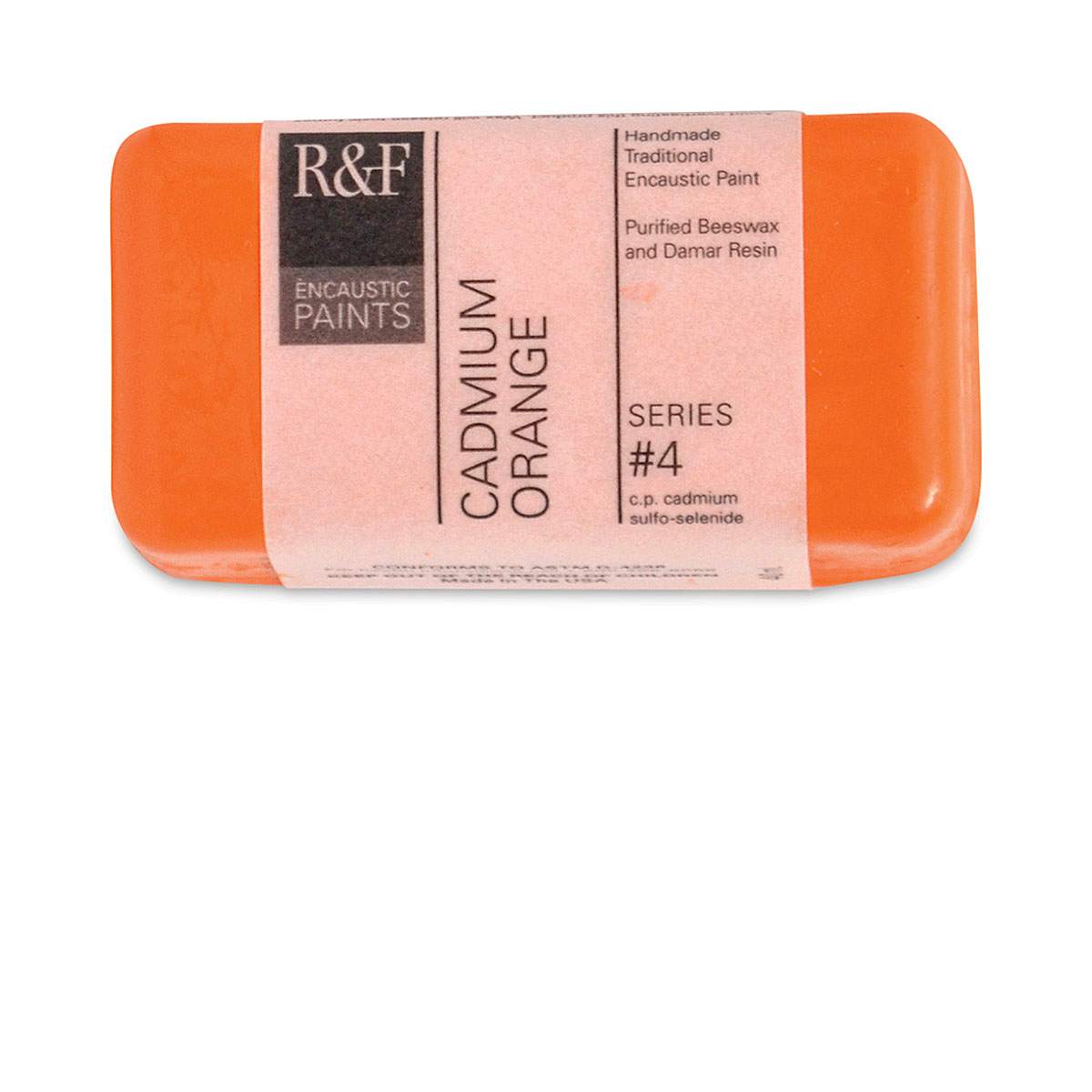 R&F Encaustic Paint Block - Cadmium Orange, 40 ml block