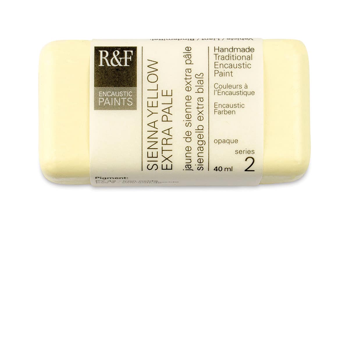 R&F Encaustic Paint Block - Sienna Yellow Extra Pale, 40 ml block