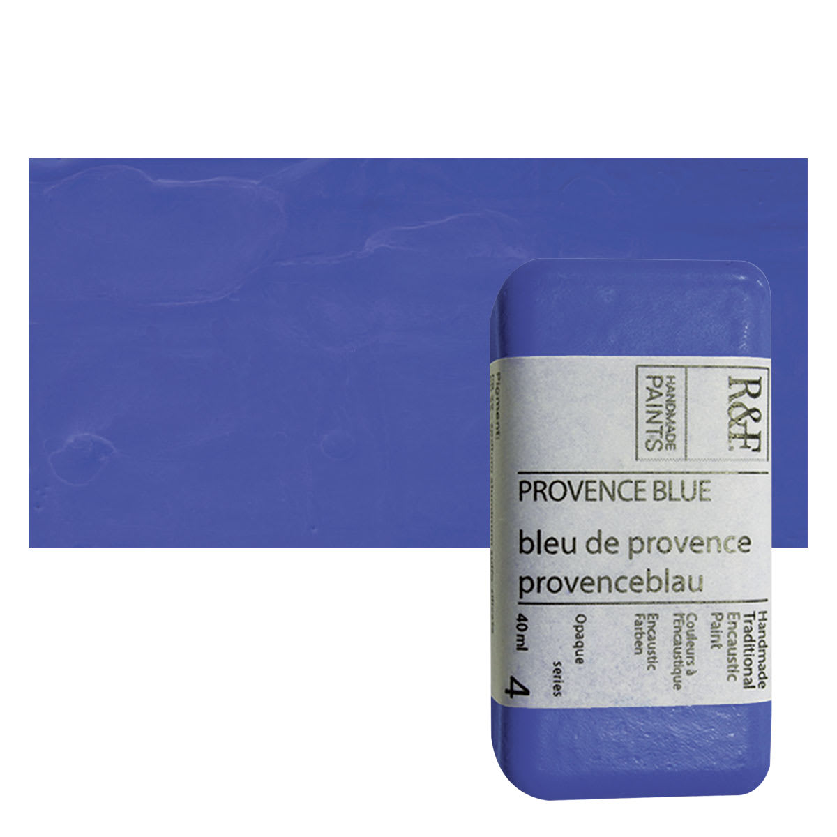 R&F Encaustic Paint Block - Provence Blue, 40 ml, Block and swatch