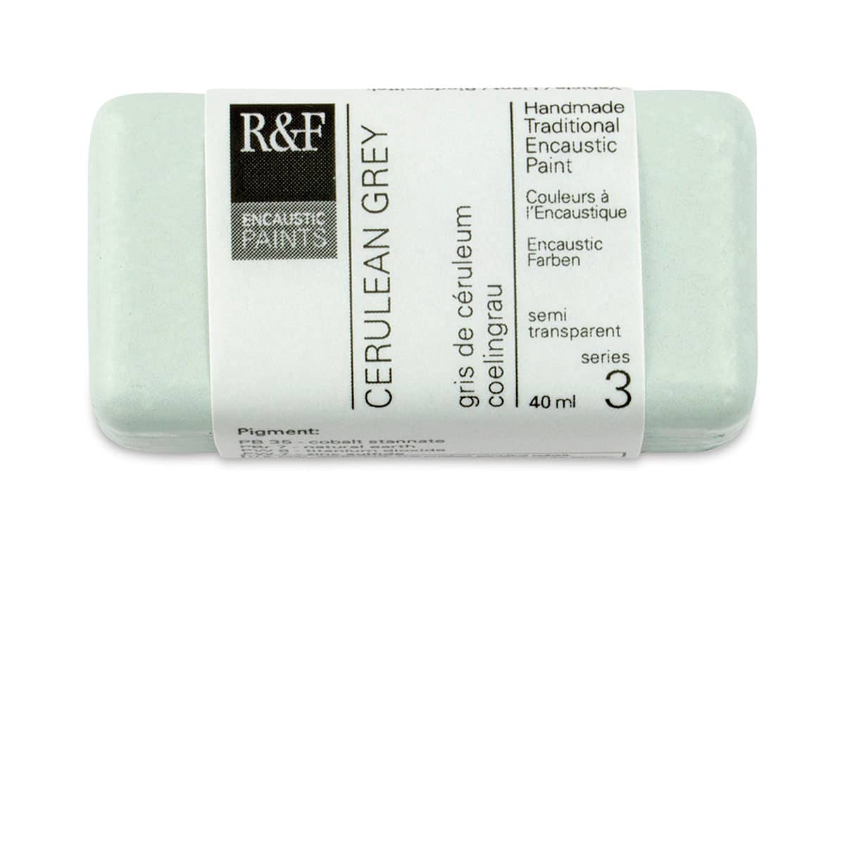 R&F Encaustic Paint Block - Cerulean Grey, 40 ml block
