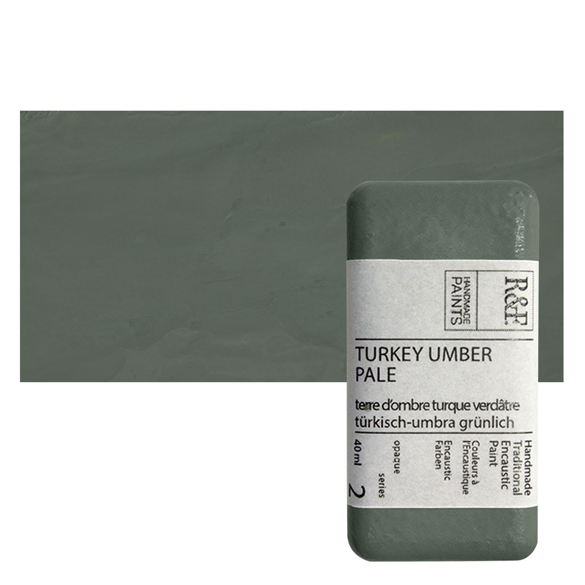 R&F Encaustic Paint Block - Turkey Umber Pale, 40 ml, Block and swatch