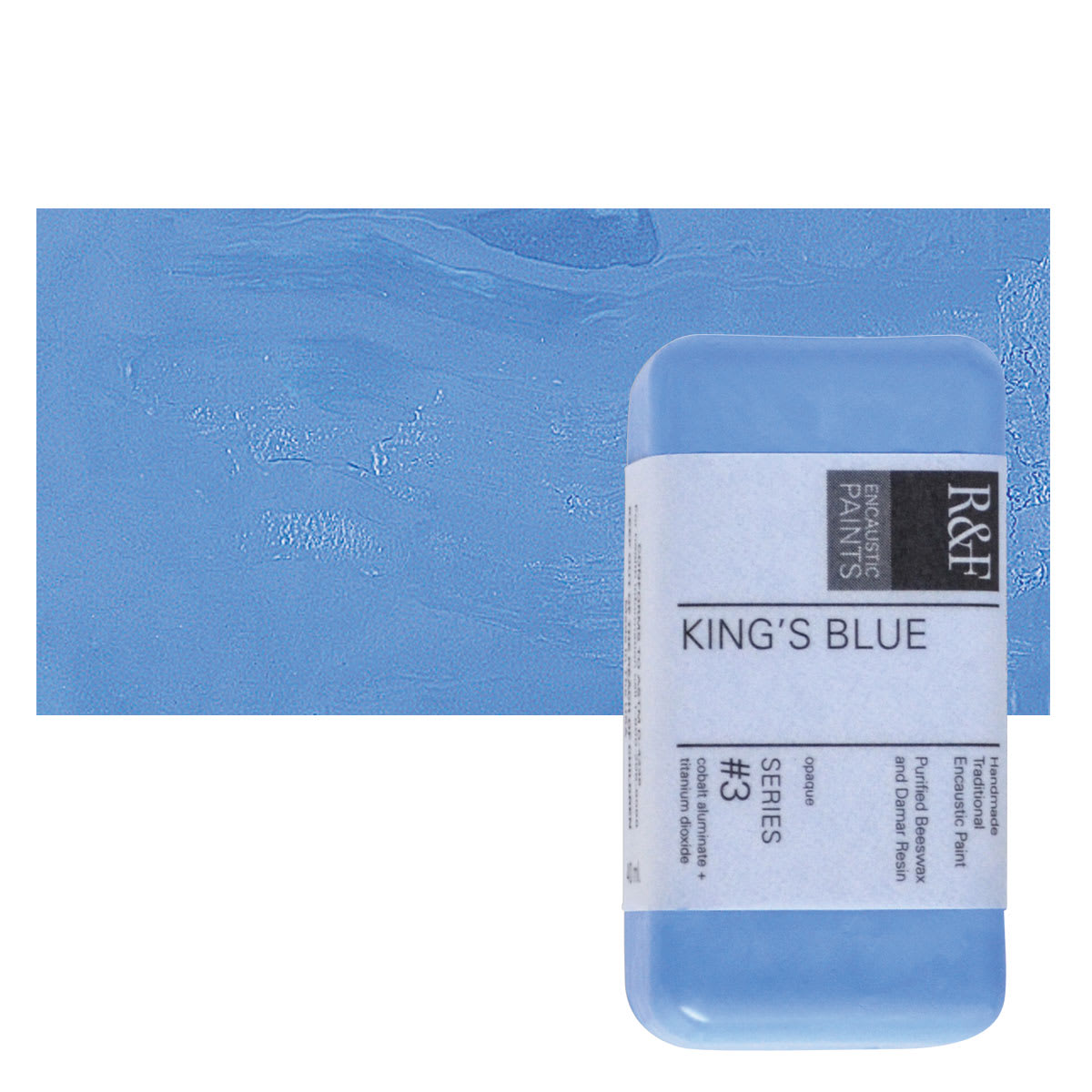 R&F Encaustic Paint Block - King's Blue, 40 ml block and swatch