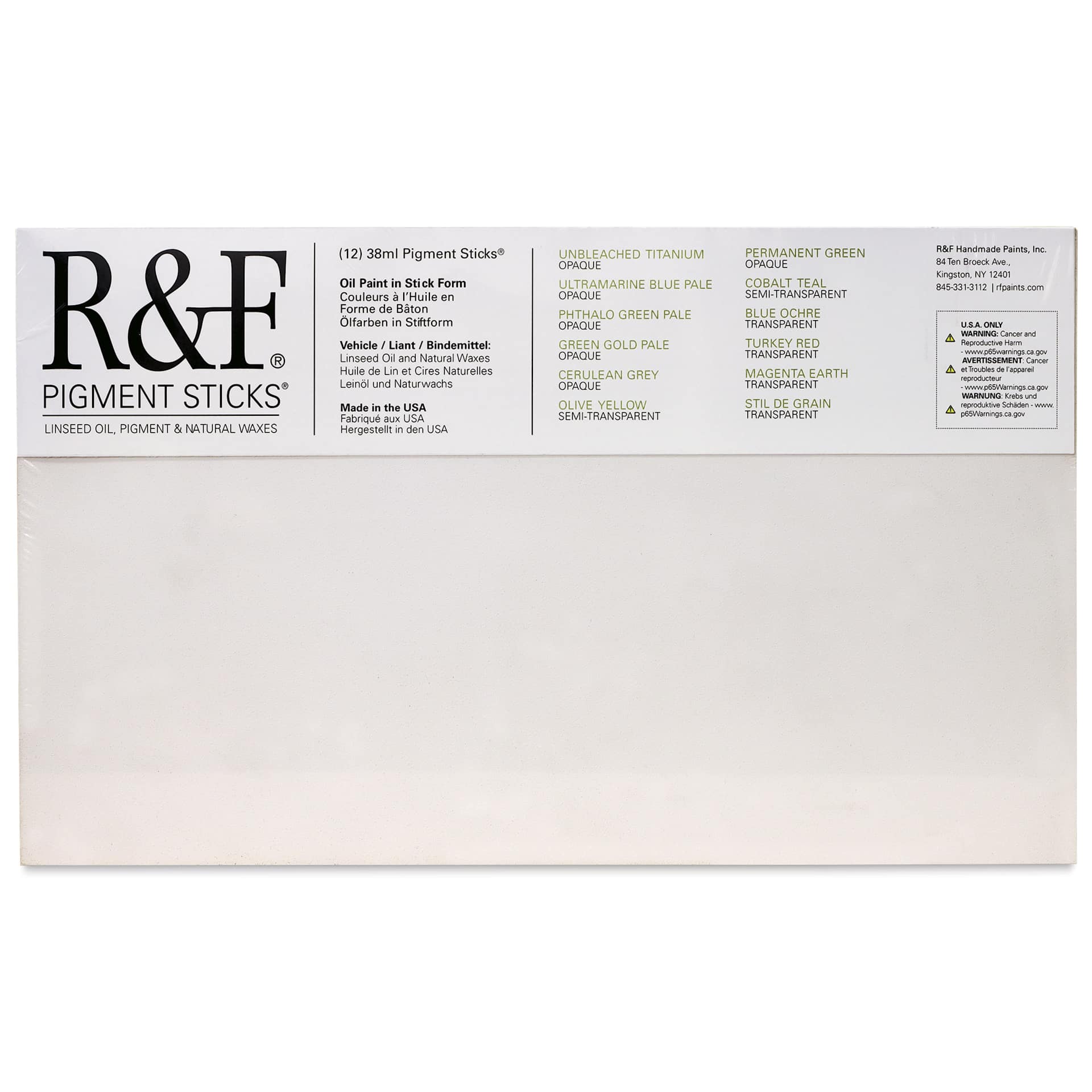 R&F Pigment Sticks - Painter's Dozen II Set of 12 back of package