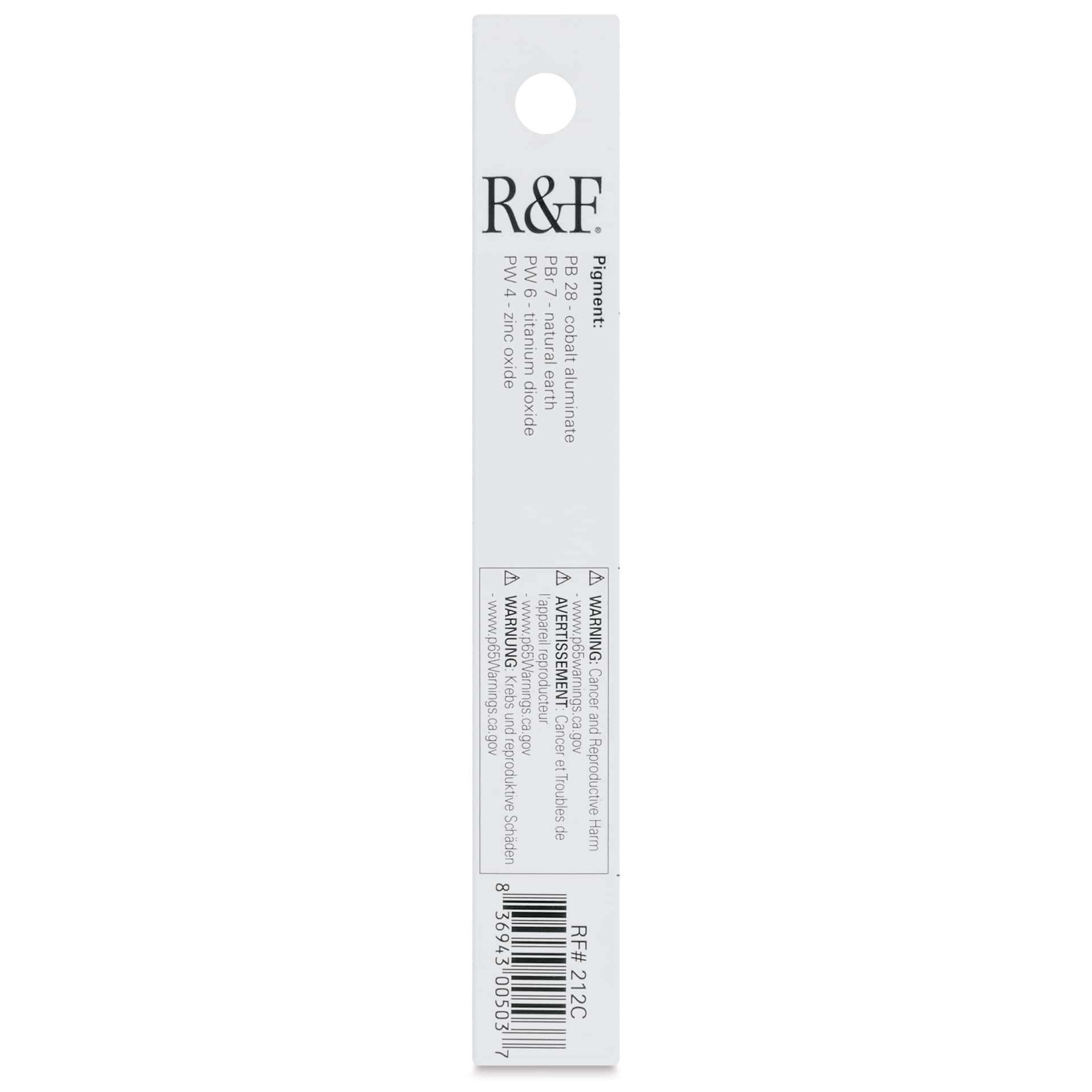 R&F Pigment Stick - Neutral Gray Deep, 38 ml stick - back of packaging