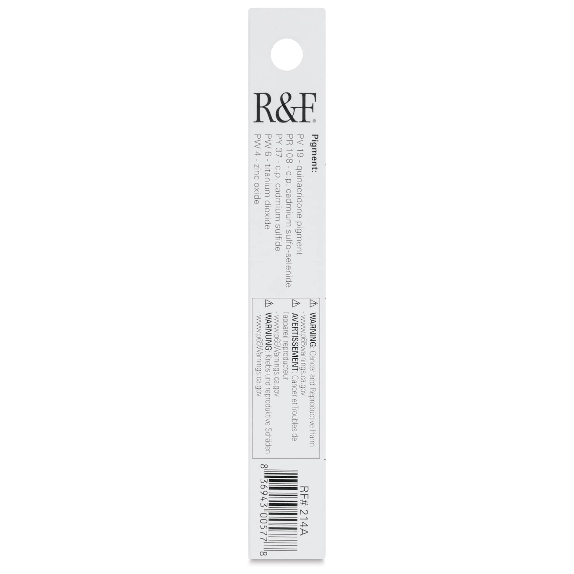 R&F Pigment Stick - Warm Pink, 38 ml - back of packaging