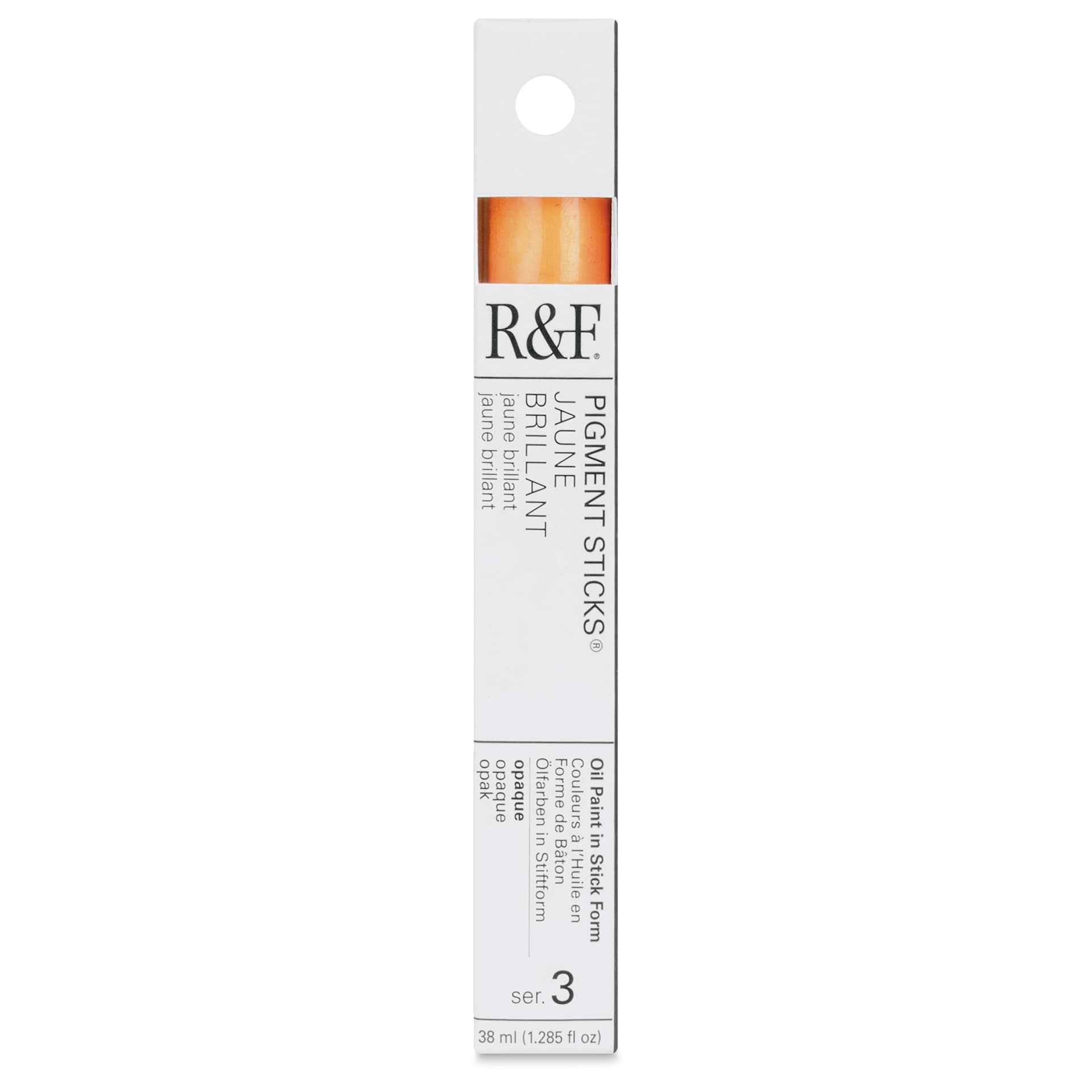 R&F Pigment Stick - Jaune Brilliant, 38 ml stick - front of packaging