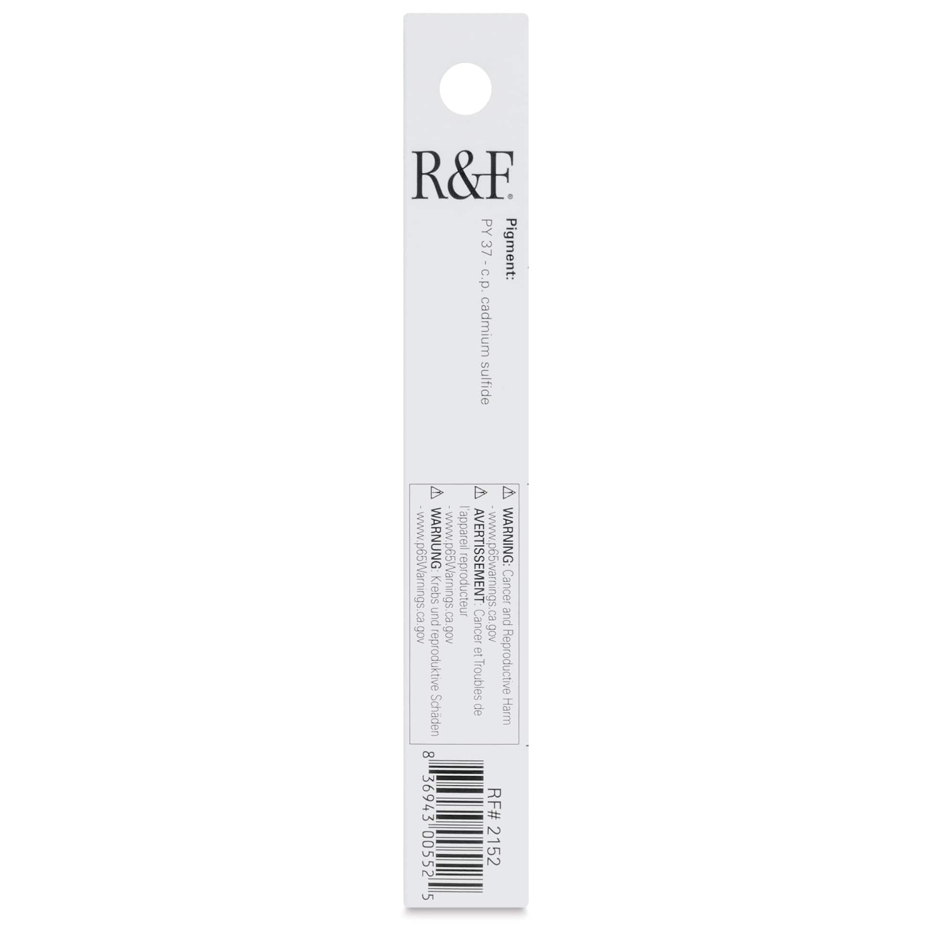 R&F Pigment Stick - Cadmium Yellow Medium, 38 ml stick - back of packaging