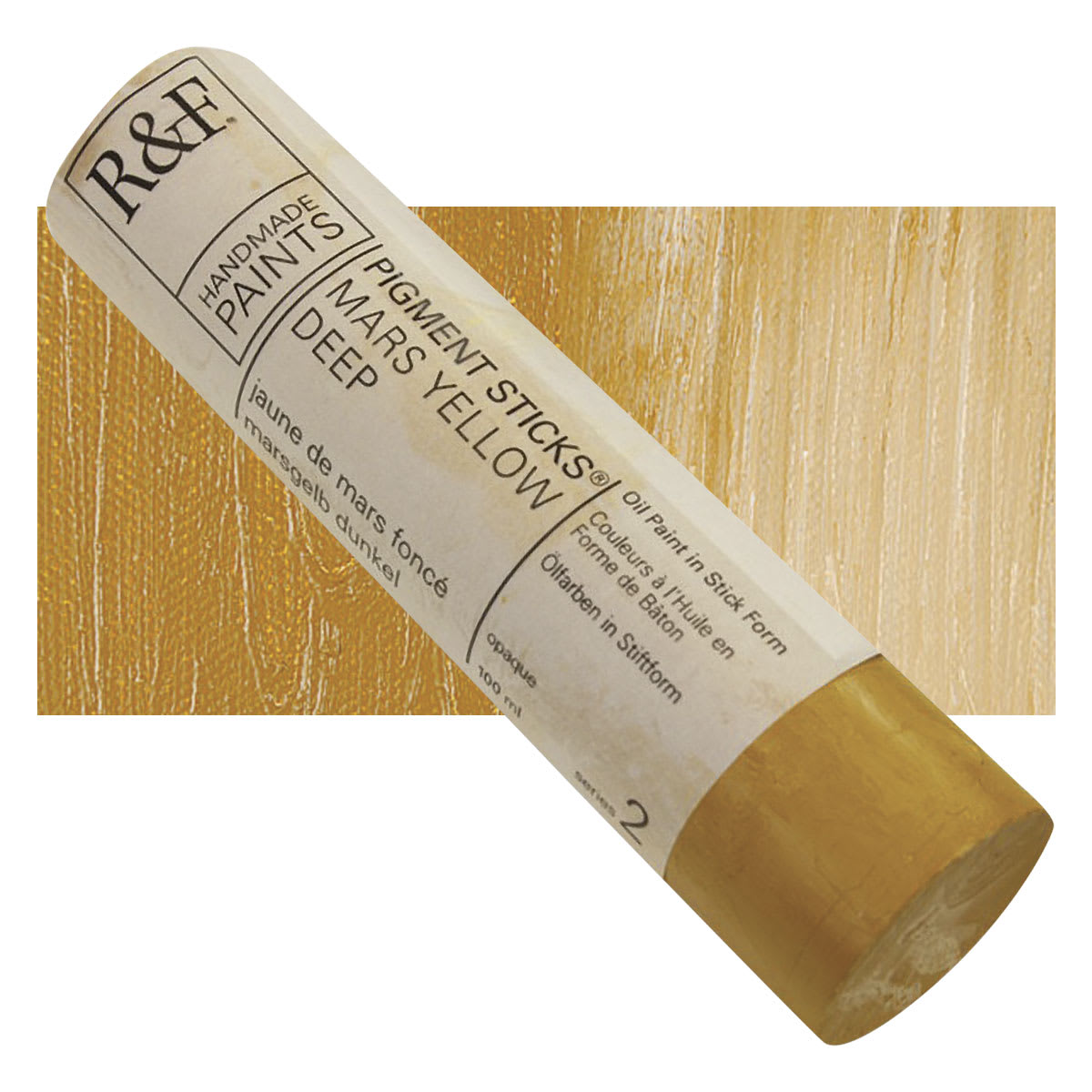 R&F Pigment Stick - Mars Yellow Deep, 100 ml stick and swatch