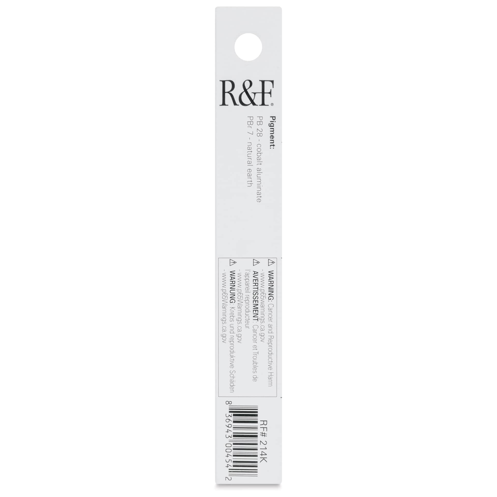 R&F Pigment Stick - Blue Ochre, 38 ml Stick - back of packaging