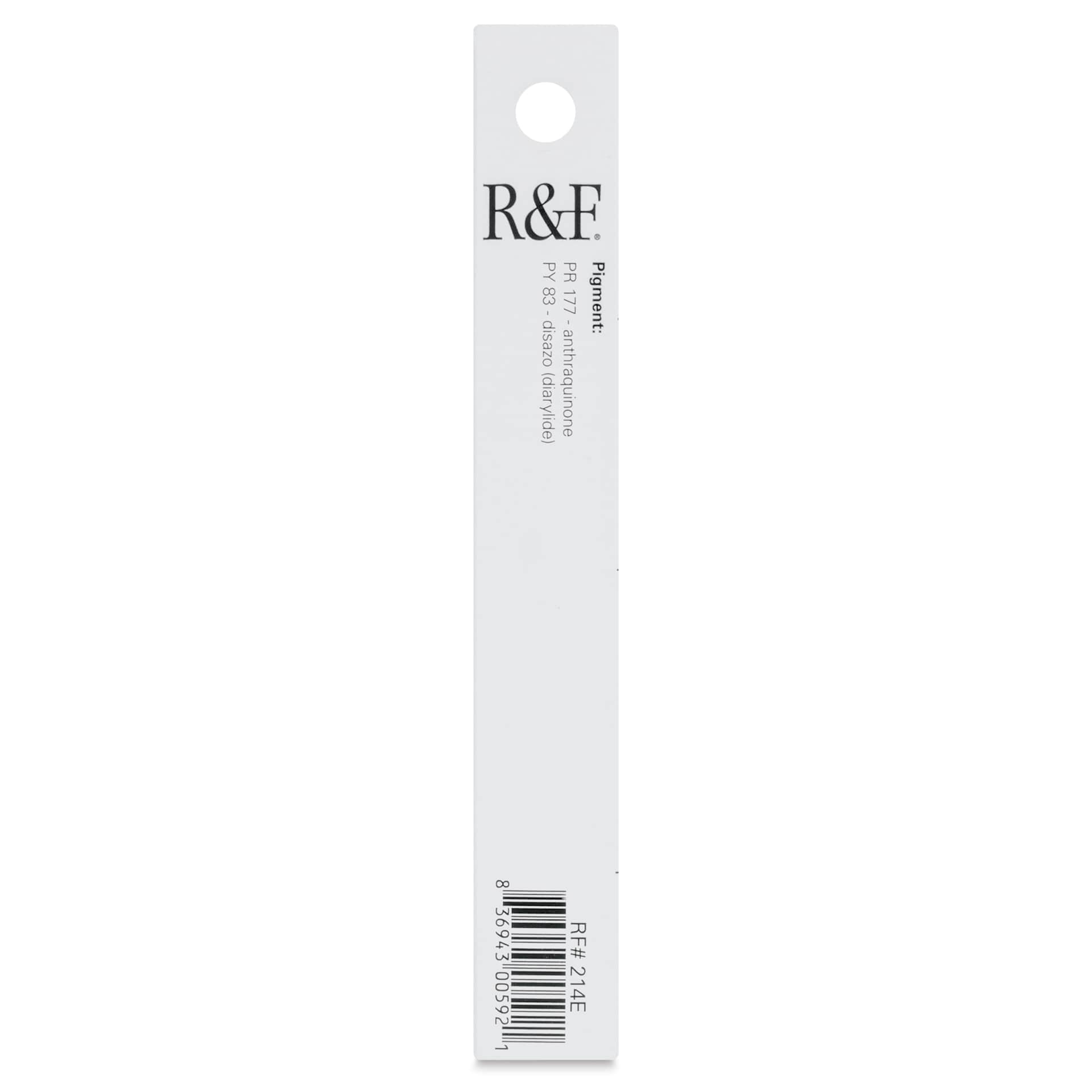 R&F Pigment Stick - Alizarin Orange, 38 ml stick back of package