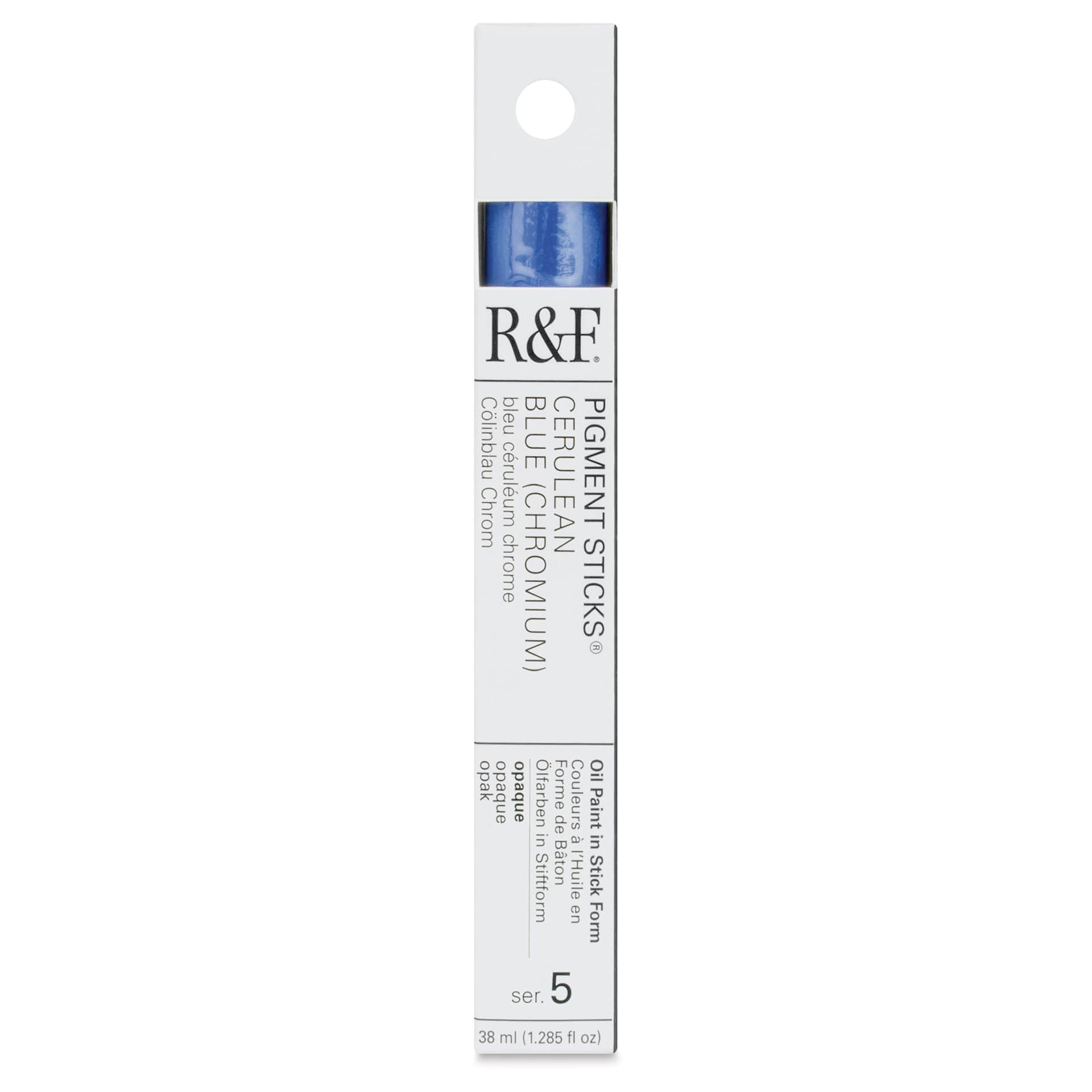R&F Pigment Stick - Cerulean Blue (Chromium), 38 ml Stick - front of packaging